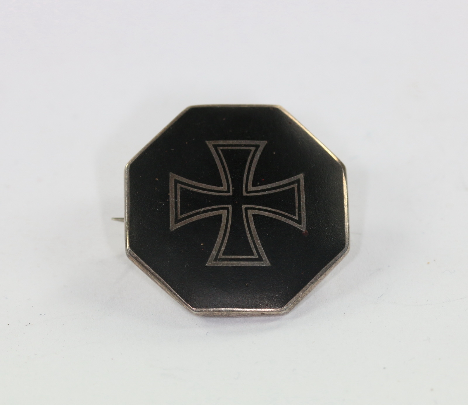 WW1 Patriotic Brooch with Iron Cross. Silver 835 Ges. Gesch. – Bild 1