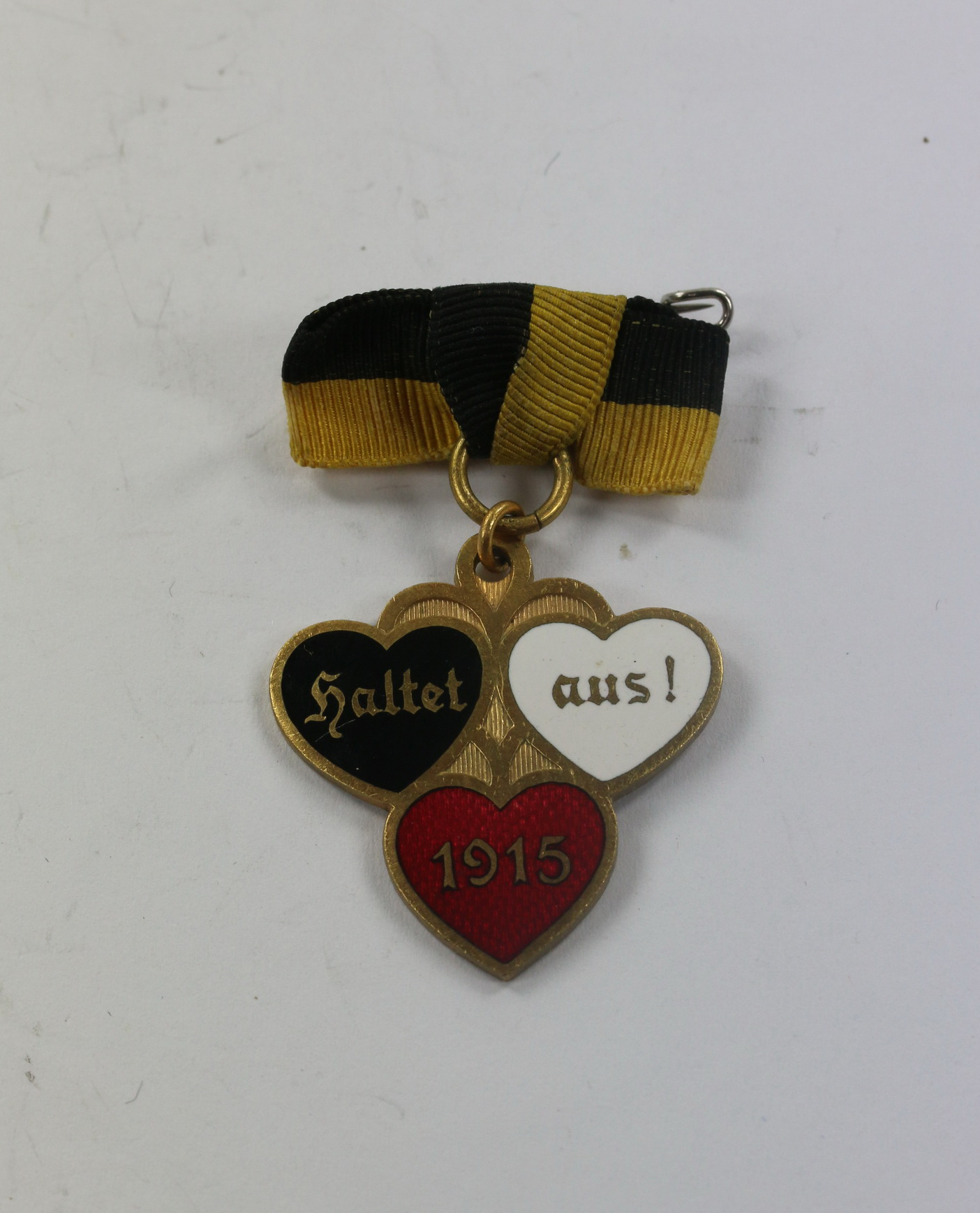 1 1. Weltkrieg, Patriotisches Schmuckstück, Haltet aus! 1915, Hst. Deschler u. Sohn München9 – Bild 1