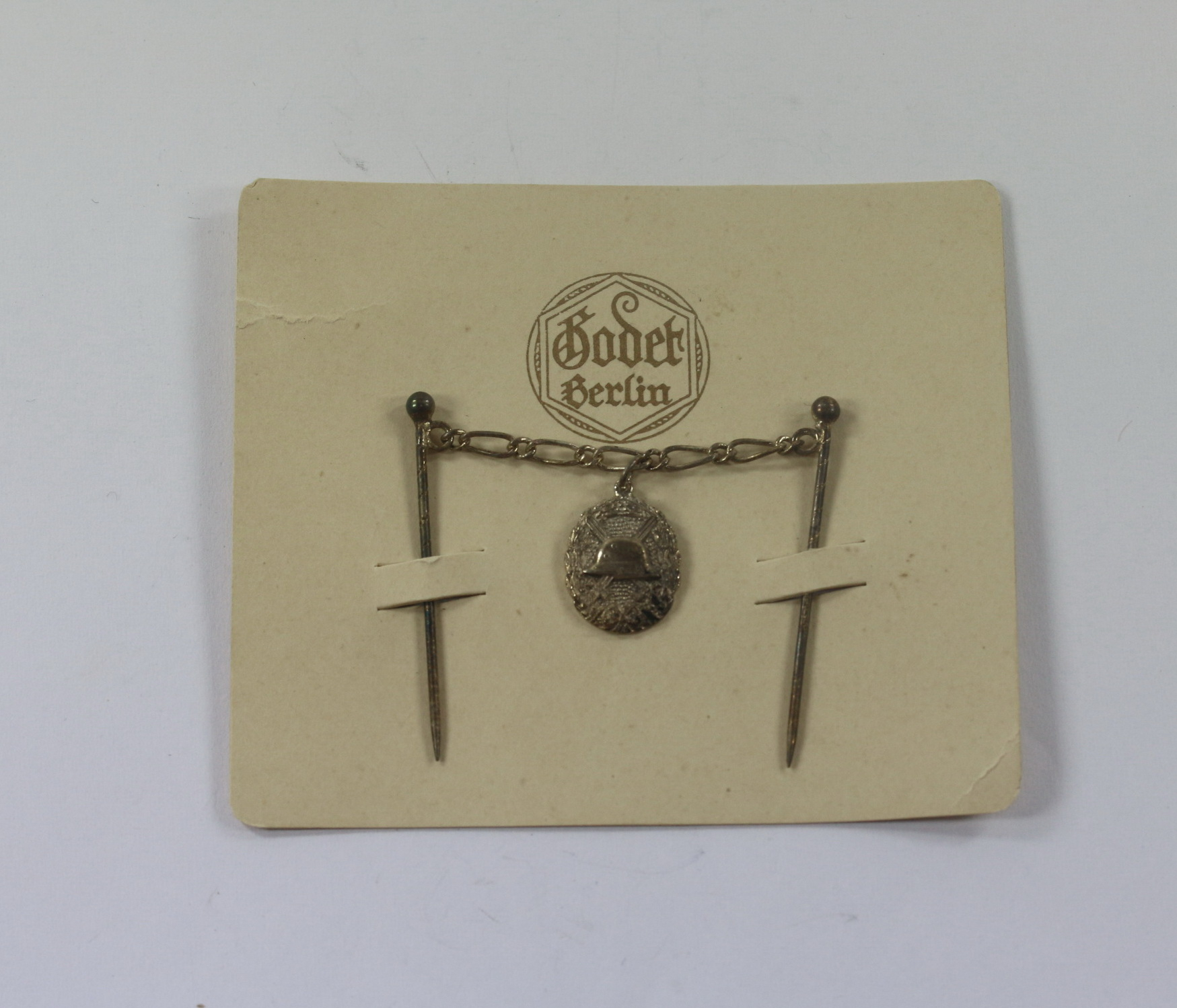 16 MM Miniatur Verwundetenabzeichen in Silber 1918, Silber 900 (!) Godet Berlin, auf Steckkarte Godet Berlin – Bild 1