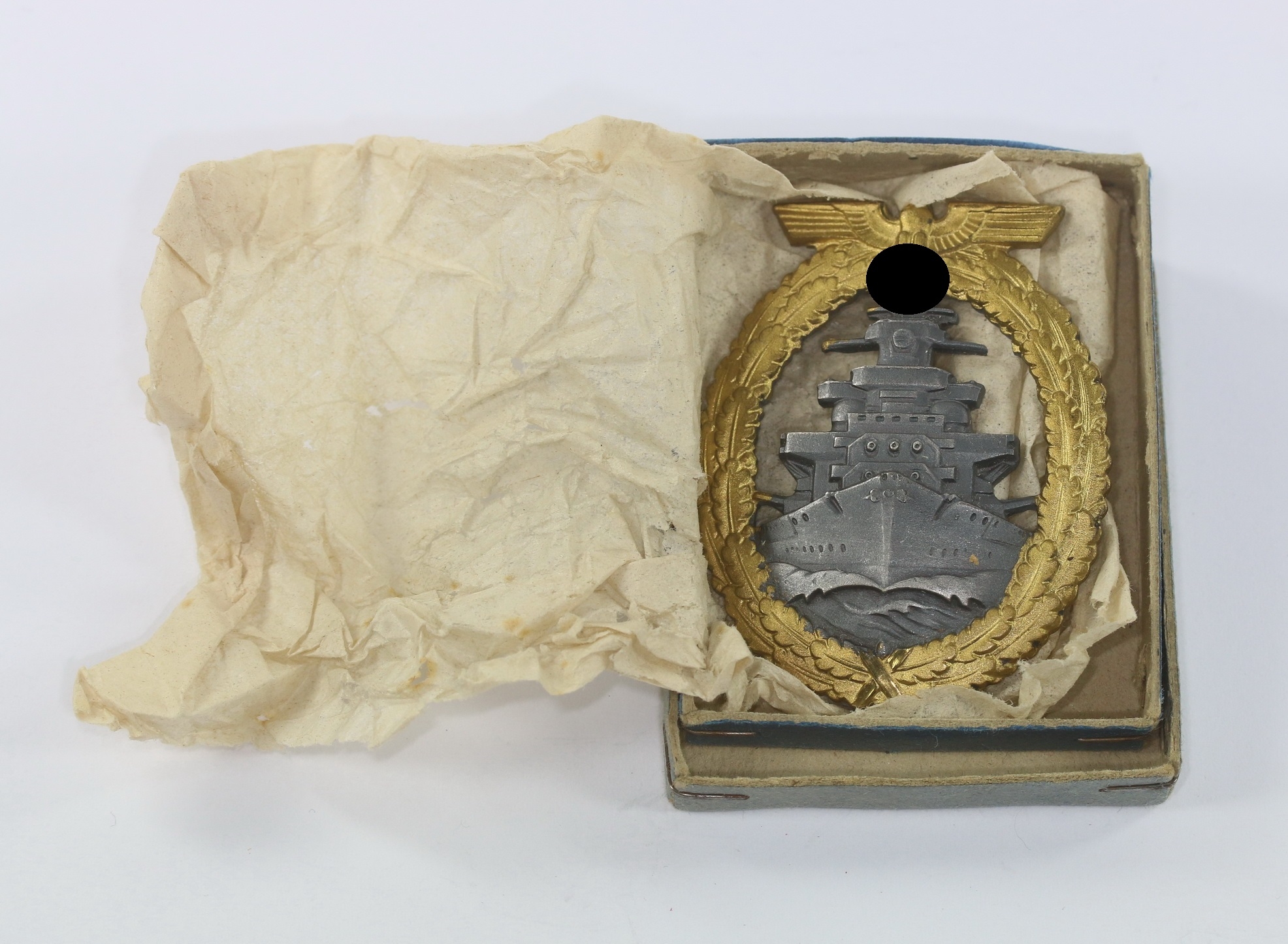 Boxed High Seas Fleet War Badge. Maker Schwerin.  – Bild 1