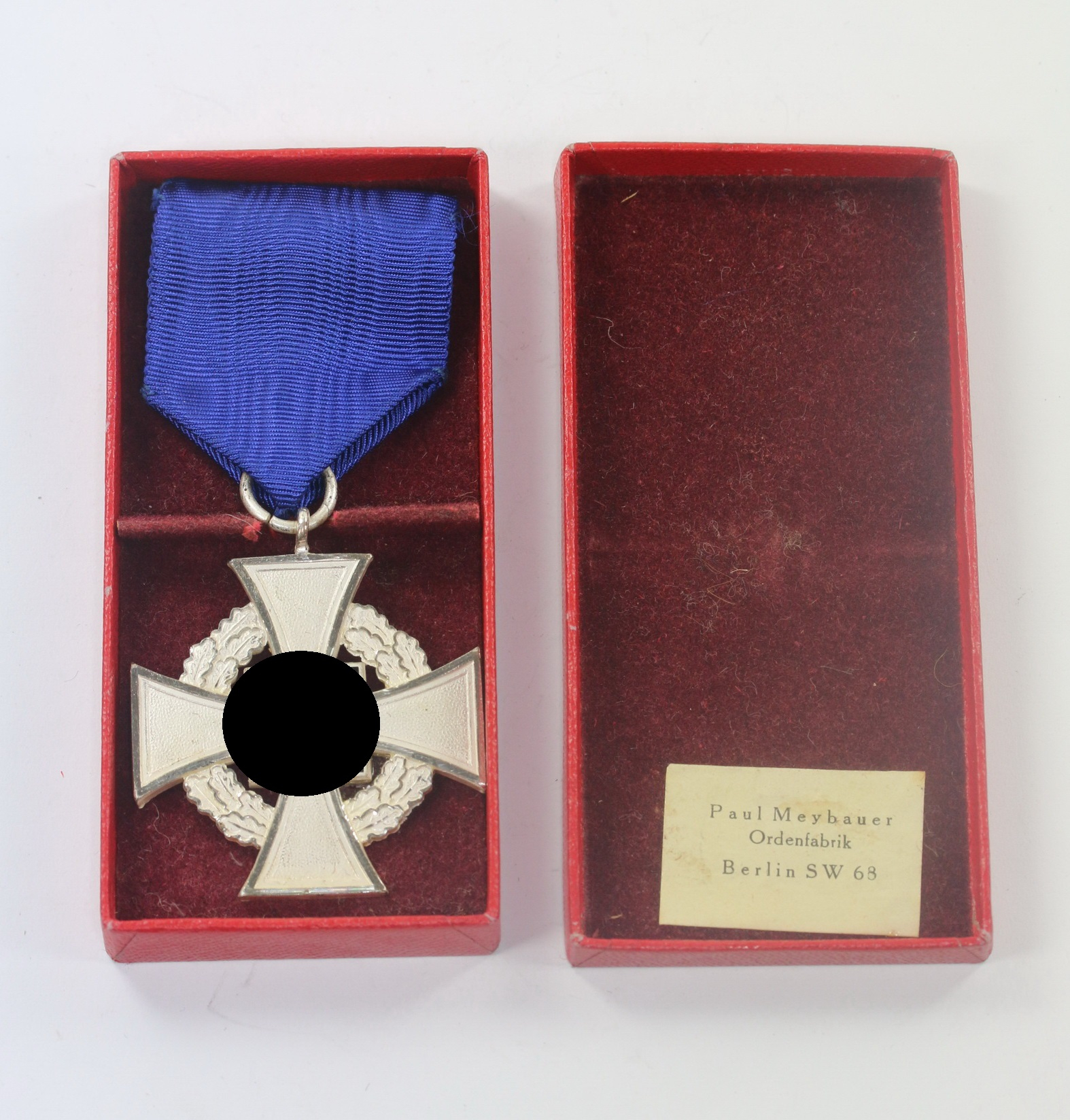 Cased Silver Civil Loyal Service Cross for 25 Years, Paul Meybauer.  – Bild 1