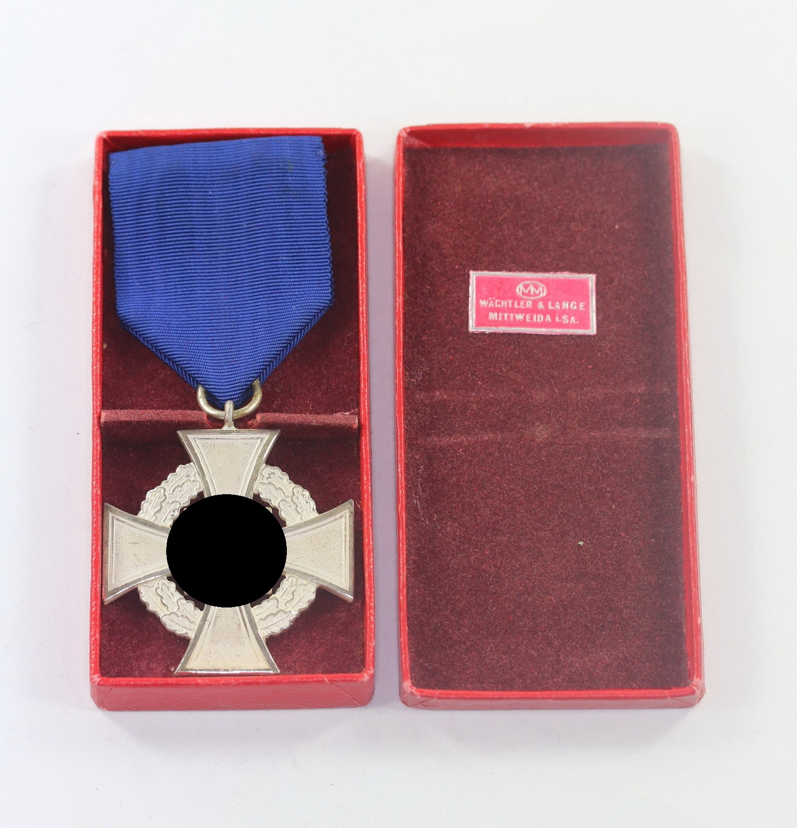 Cased Silver Civil Loyal Service Cross for 25 Years, Wächtler & Lange Mittweida i. SA.  – Bild 1