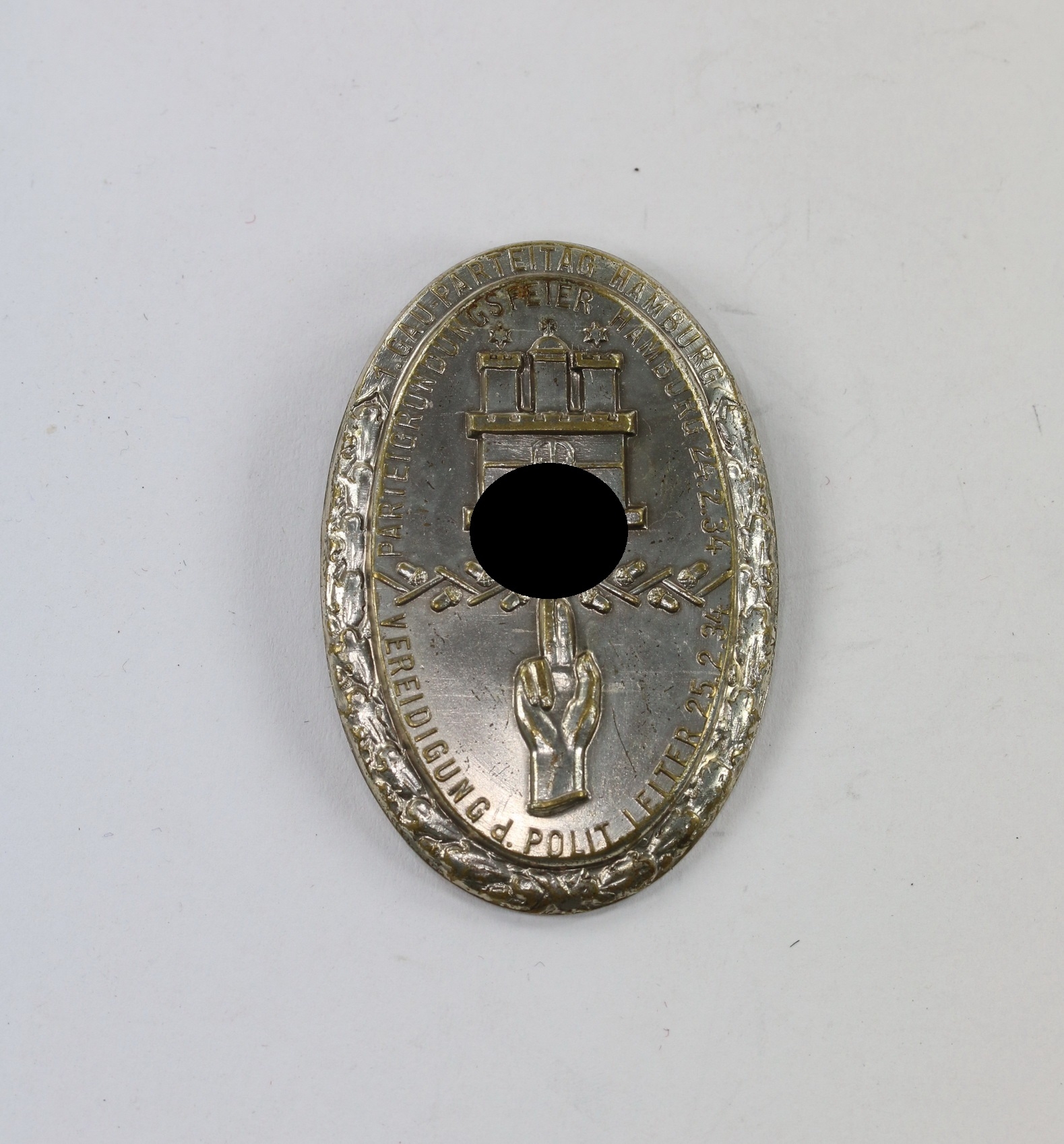  Day Badge, 1. Gau Parteitag Hamburg Parteigründungsfeier Hamburg 24.2.34 Vereidigung d. Polit. Leiter 25.2.34 – Bild 1
