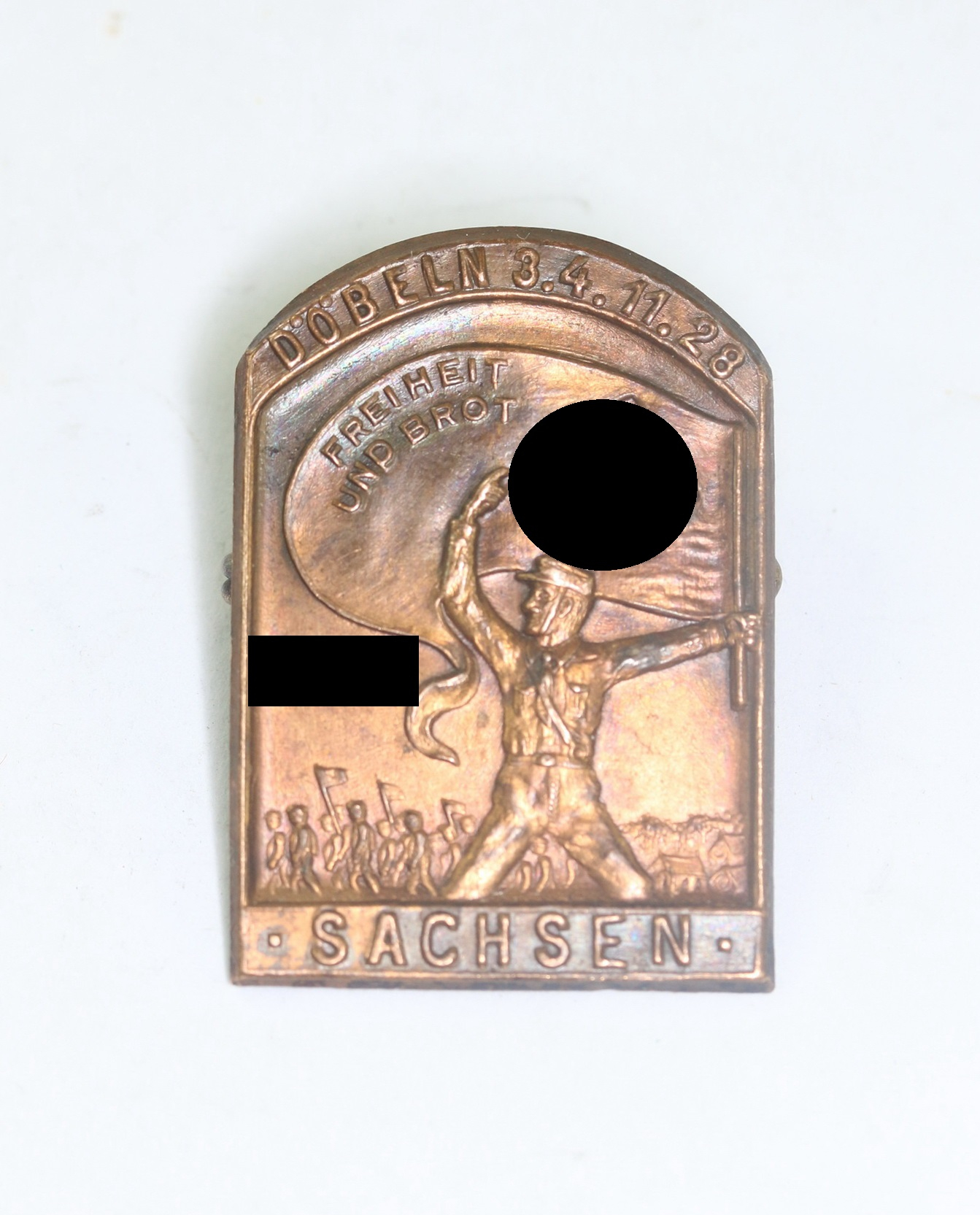 Day Badge, Döbeln 3.4.11.1928 Freiheit und Brot NSDAP Sachsen – Bild 1
