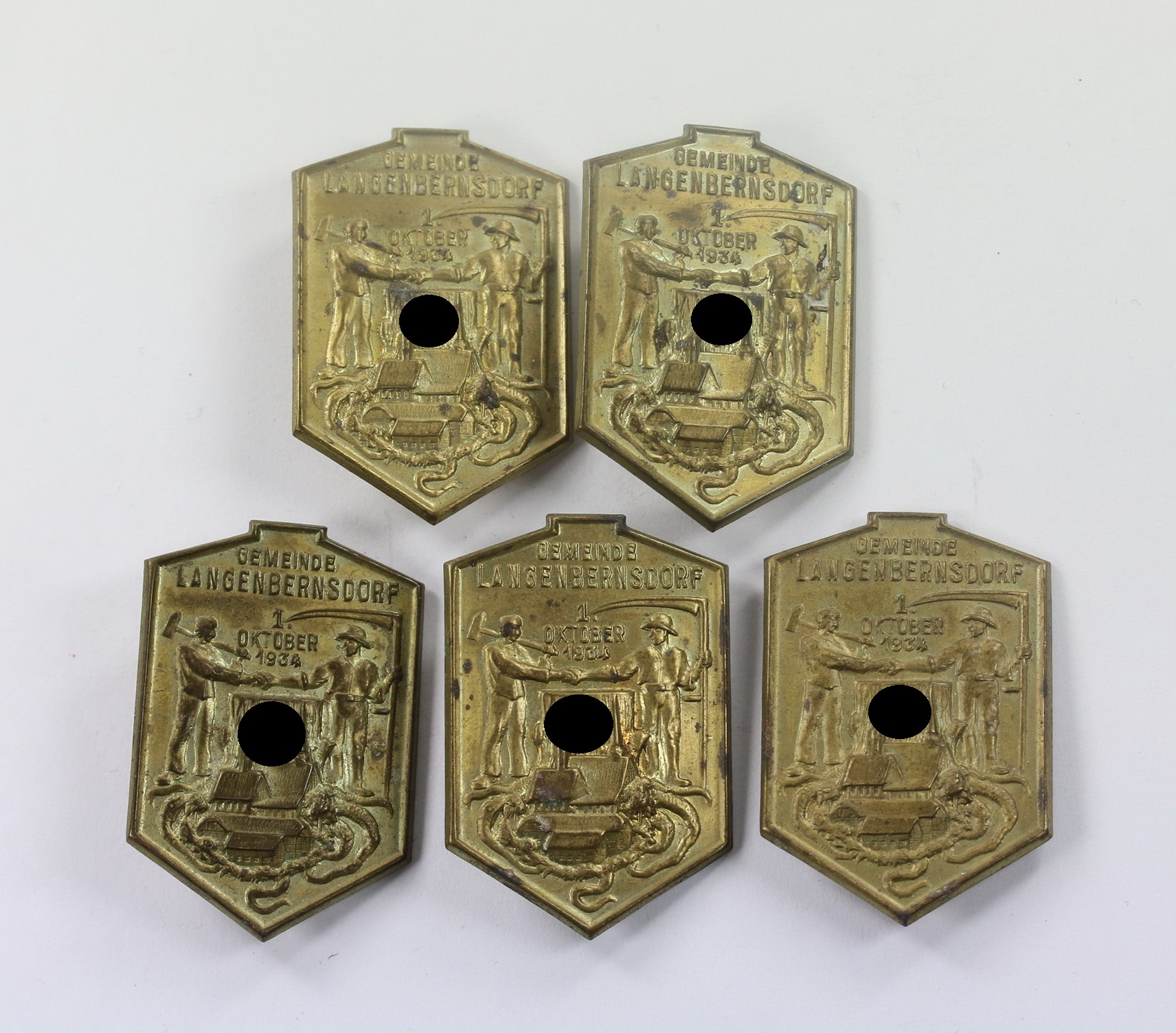 Day Badge, Gemeinde Langenbernsdorf 1. Oktober 1934, Hoard Find.  – Bild 1