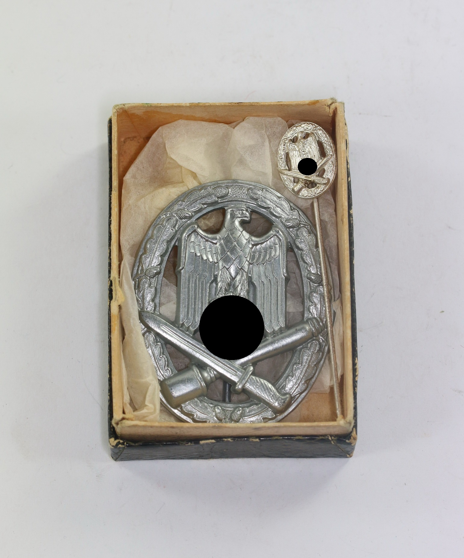 Allgemeines Sturmabzeichen, Wilhelm Hobacher, Wien (Zink) + 16 MM Miniatur – Bild 1