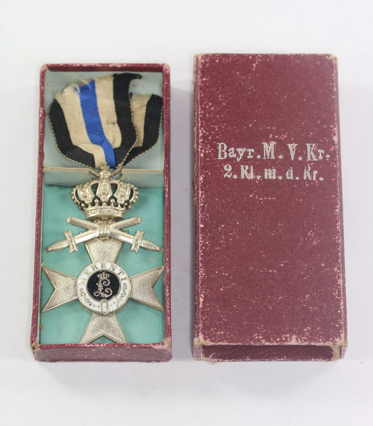 Bavaria, Cased Military Merit Cross 2nd Class with Crown.Maker  GS, Gebr. Hemmerle Hoflieferanten München Maximilianstr. 41. – Bild 1
