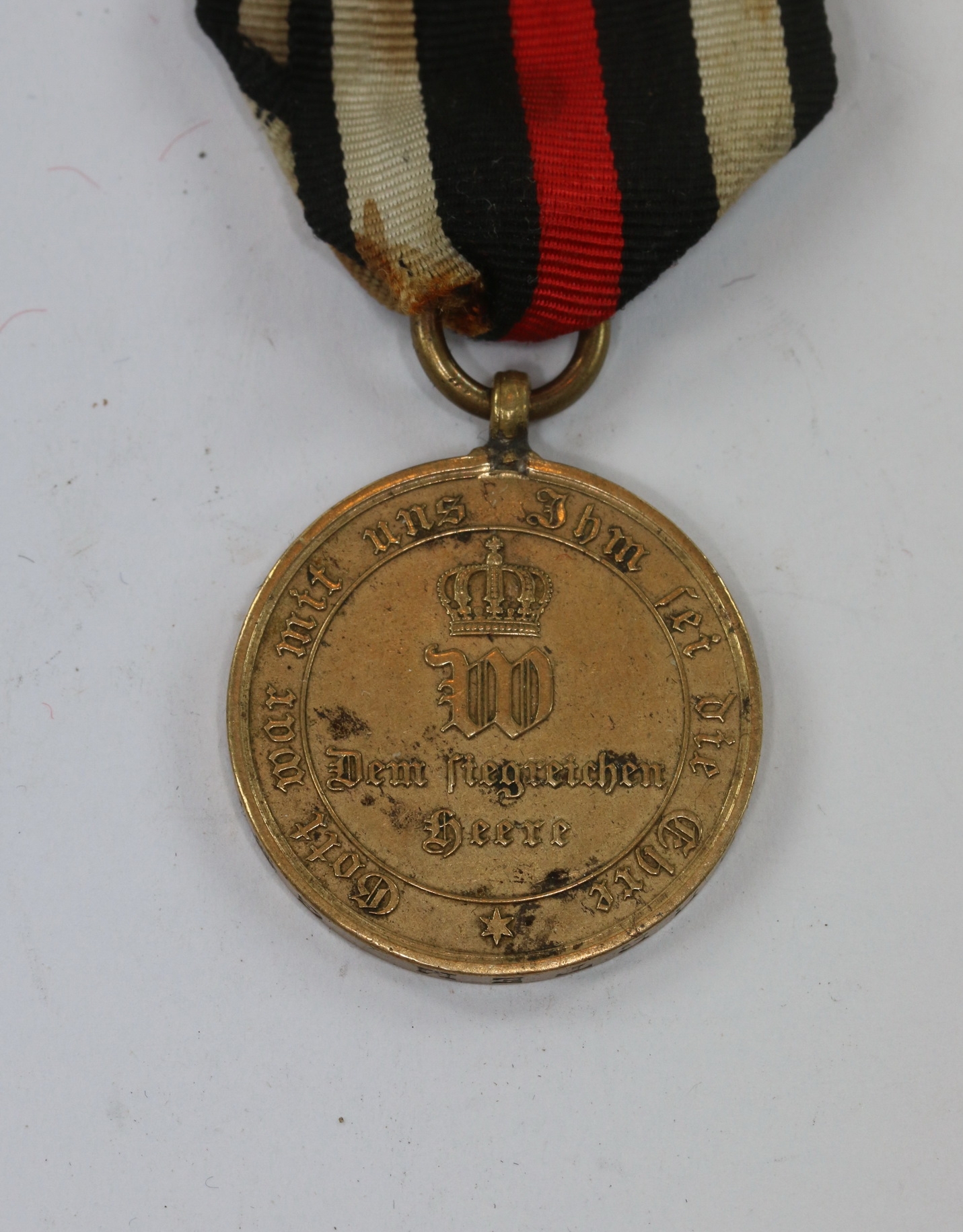 Prussian War Medal 1870 for Combatants. Rim Inscribed.  – Bild 1