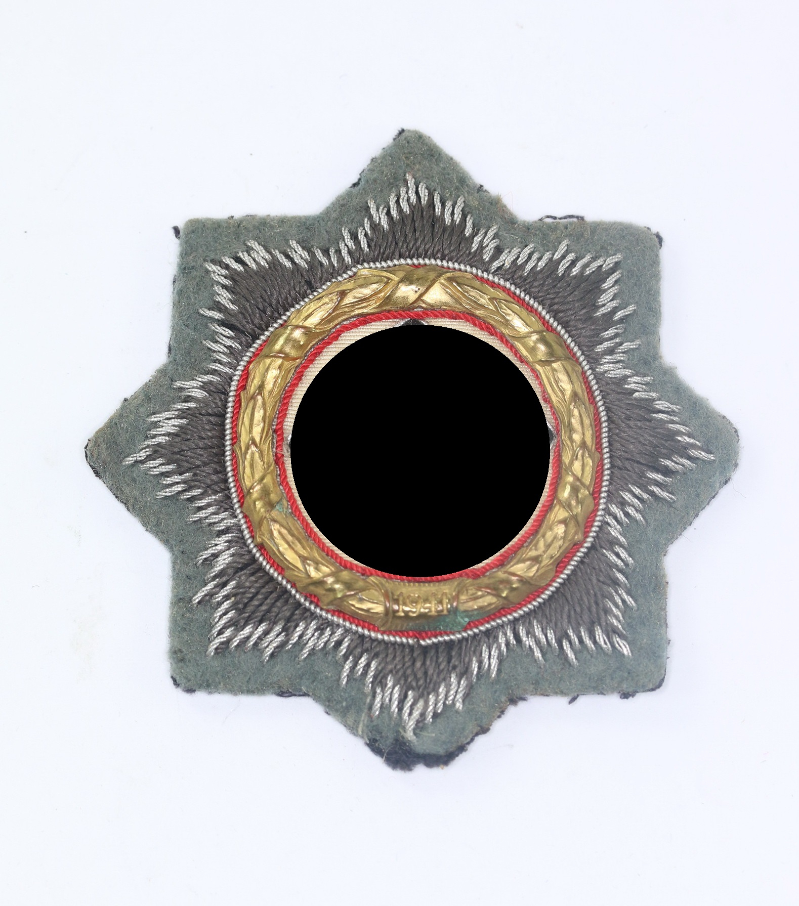  Deutsches Kreuz in Gold auf Heeresstoff, Hst. HS (Hermann Schmuck & Cie., Weißenburg) – Bild 1