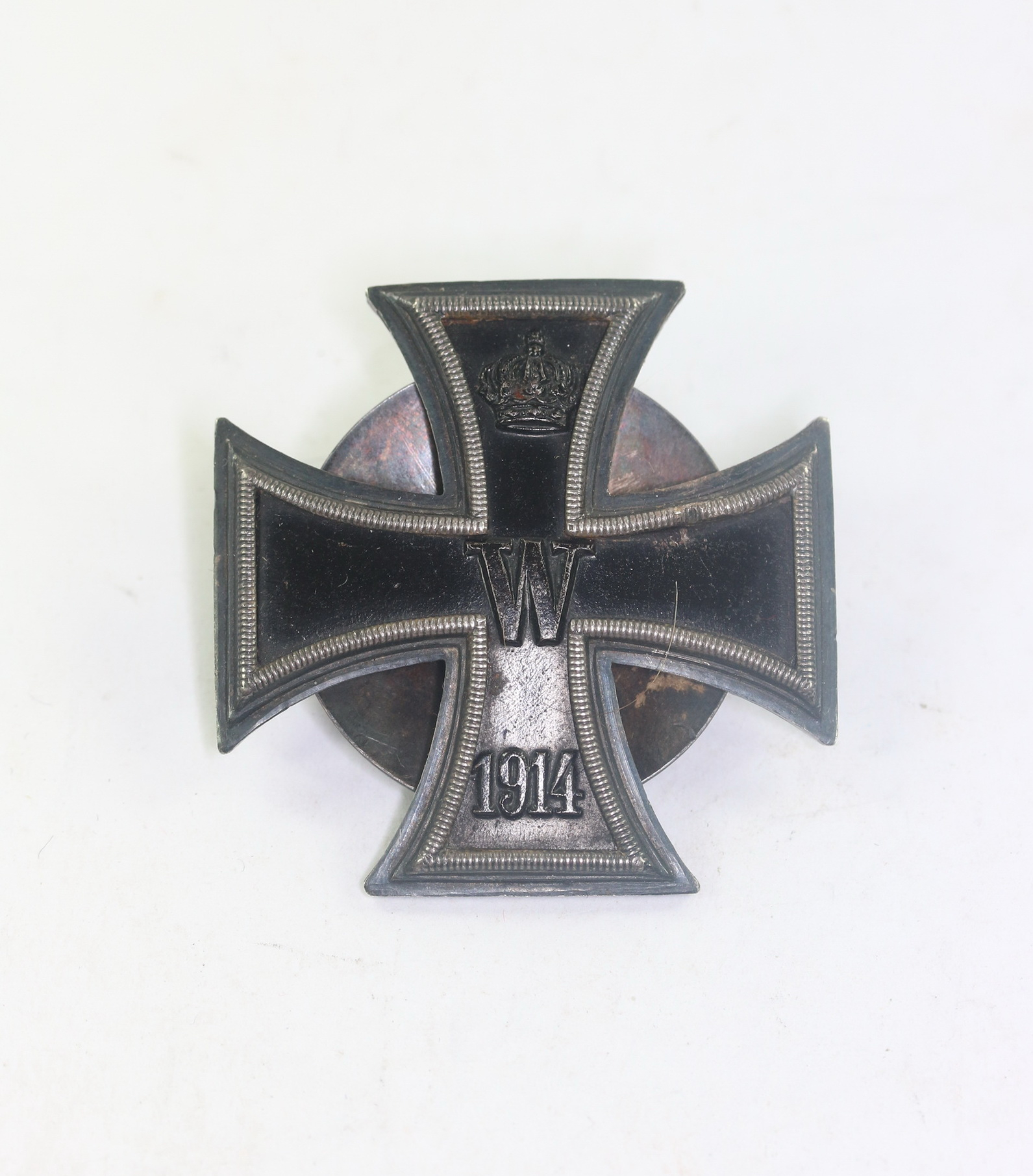 Eisernes Kreuz 1. Klasse 1914, Deutscher Offiziers Verein, an Scheibe und Mutter, Silber 800 – Bild 1