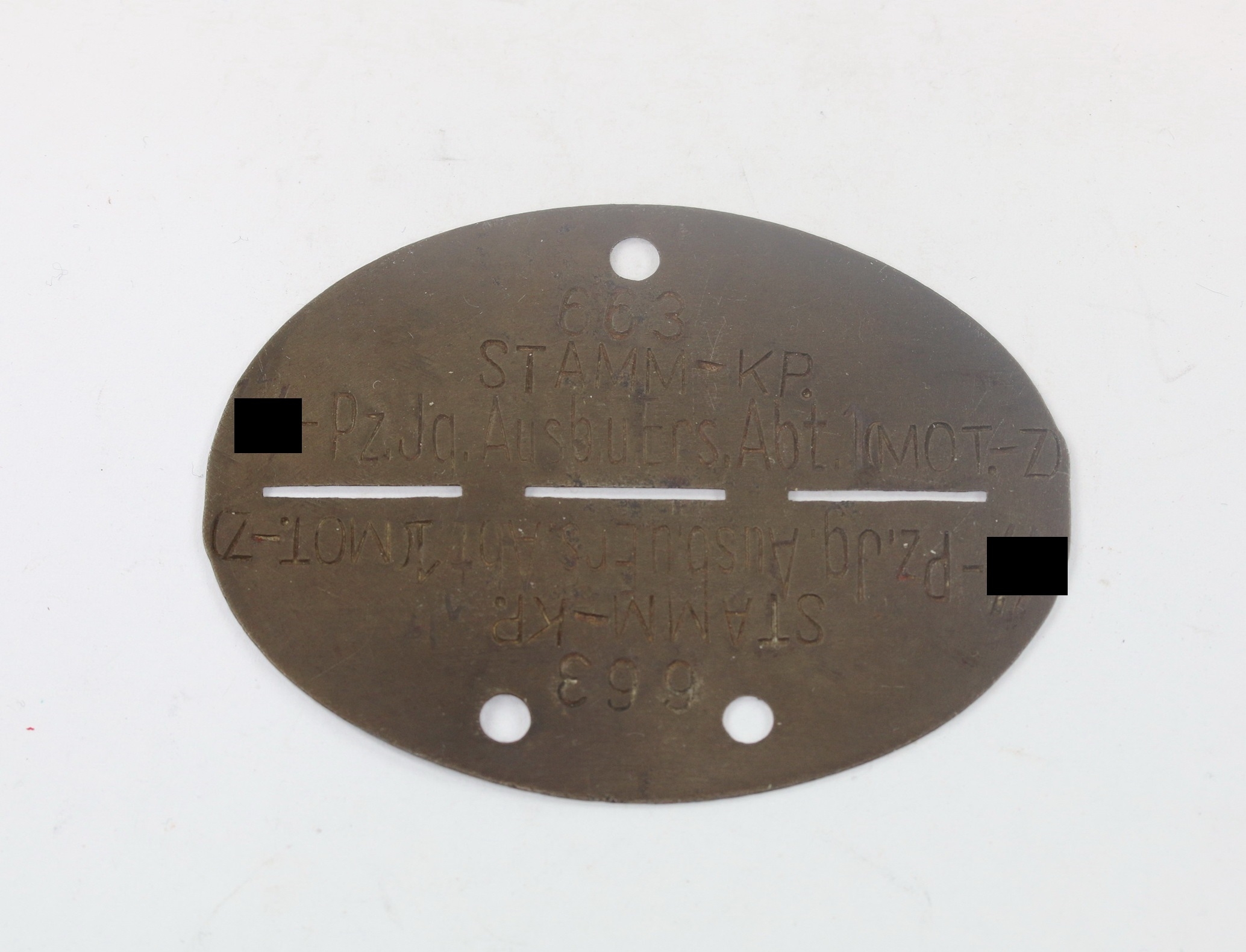 Erkennungsmarke Waffen-SS, SS-Pz. Jg. Ausb. u. Ers. Abt. 10 Mot. , Stahl – Bild 1