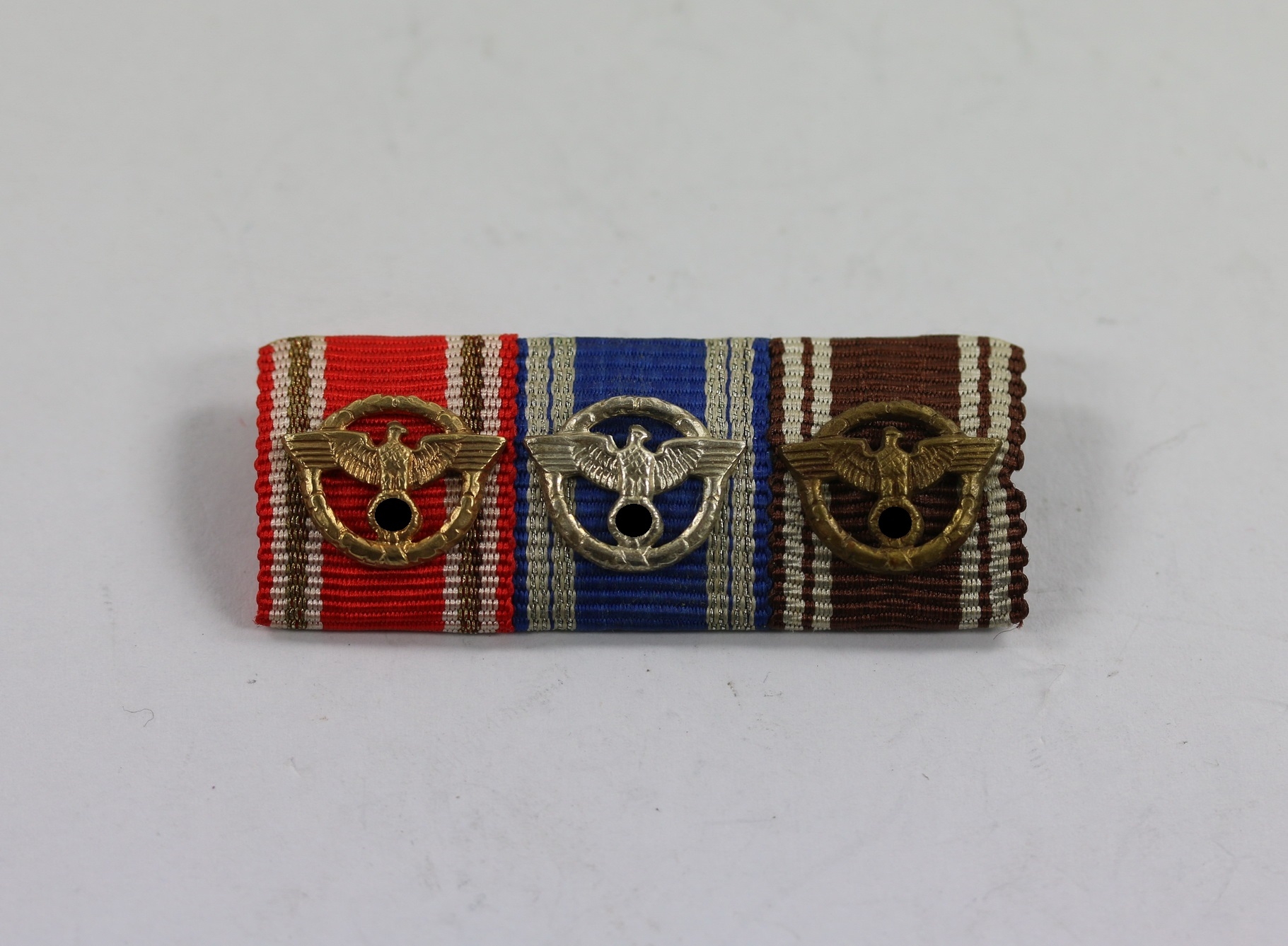 feldspange_3x_nsdap_dienstauszeichnung_gold_silber_bronze_1__1 Three Place Ribbon Bar. – Bild 1