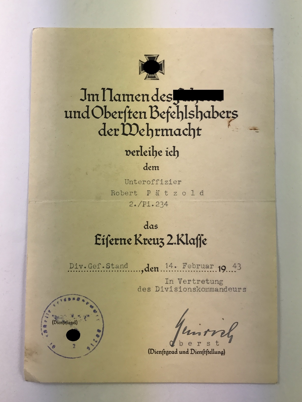 img_9438_bildgr_e_ndern_1_2 Document for the Iron Cross 2nd Class 1939. Pioneer. – Bild 1