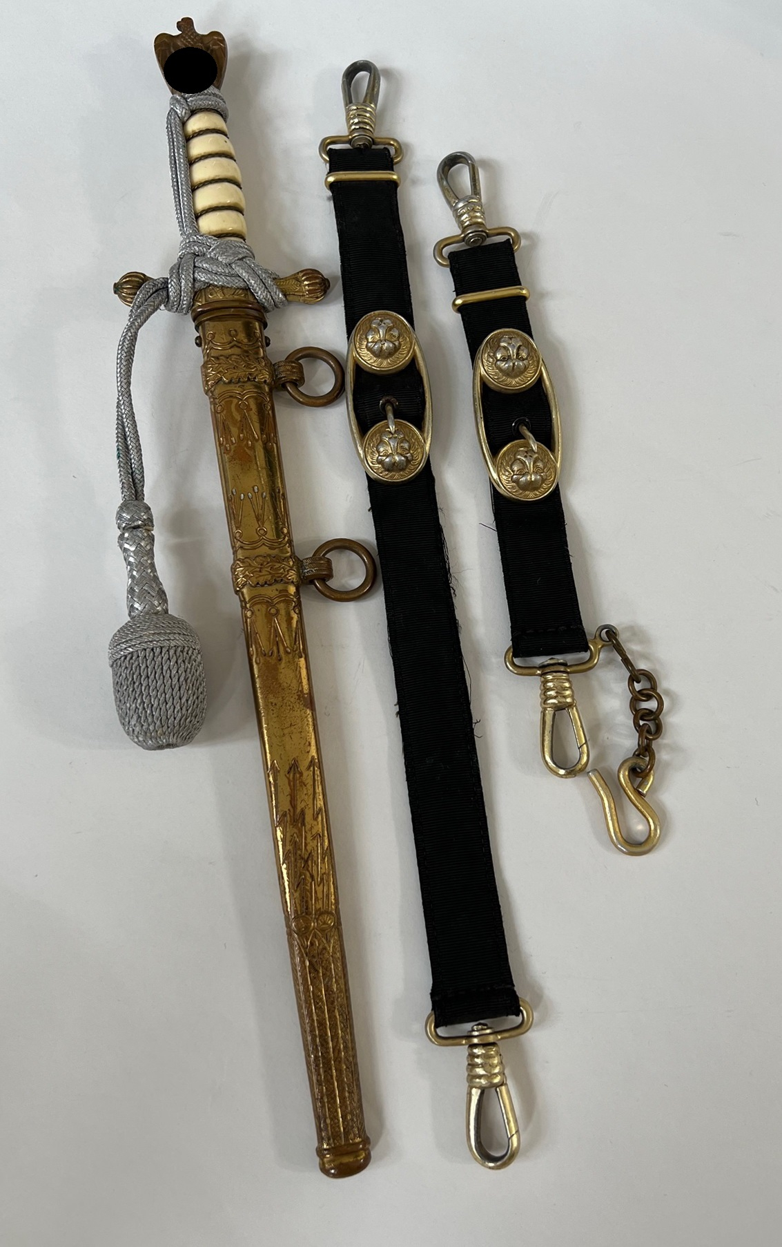  Kriegsmarine, Dolch für Offiziere, Hst. WKC, mit Gehänge und Portopee – Bild 1