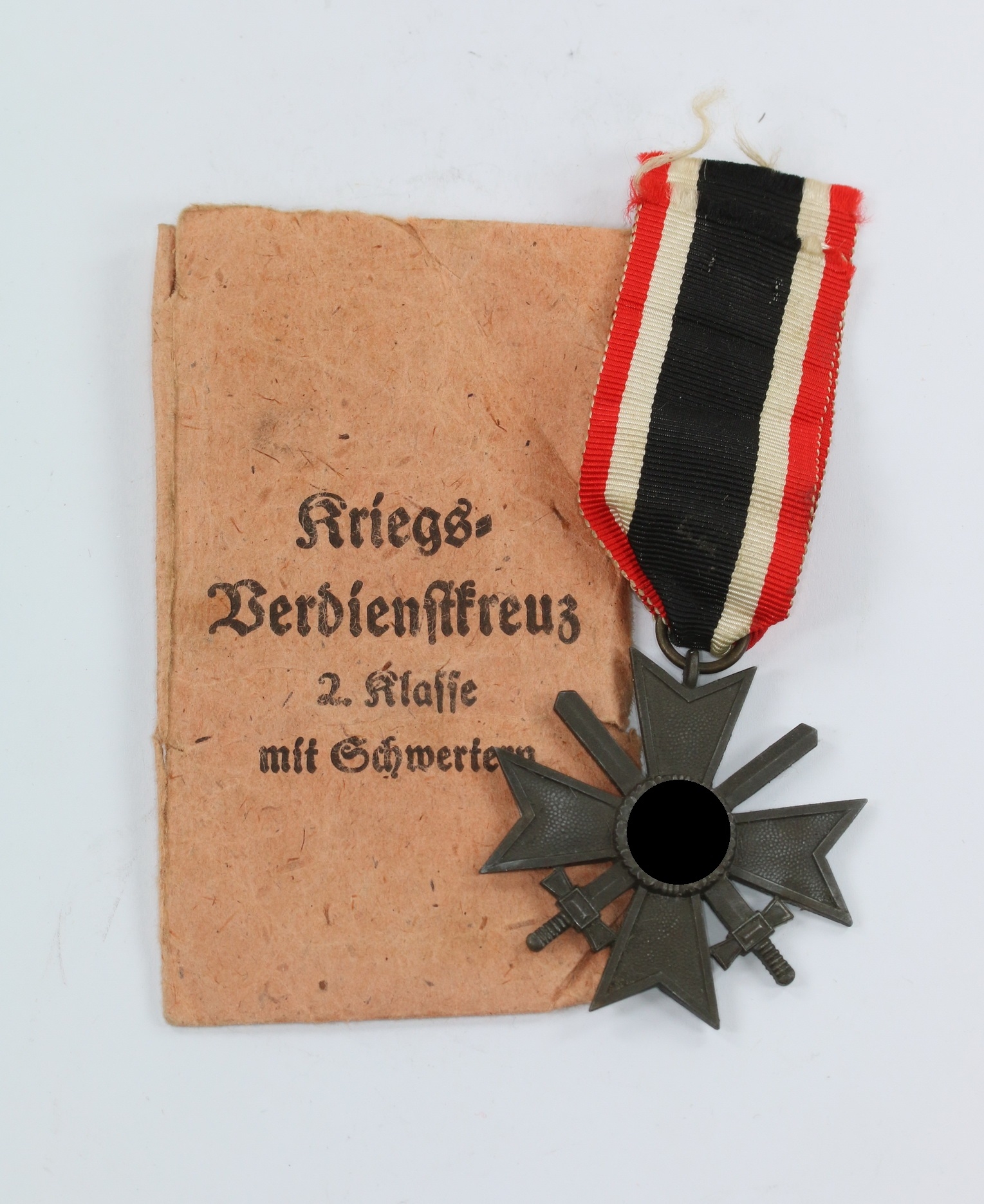 kriegsverdienstkreuz_2 Kriegsverdienstkreuz 2. Klasse mit Schwertern, Hst. 127, in Verleihungstüte – Bild 1