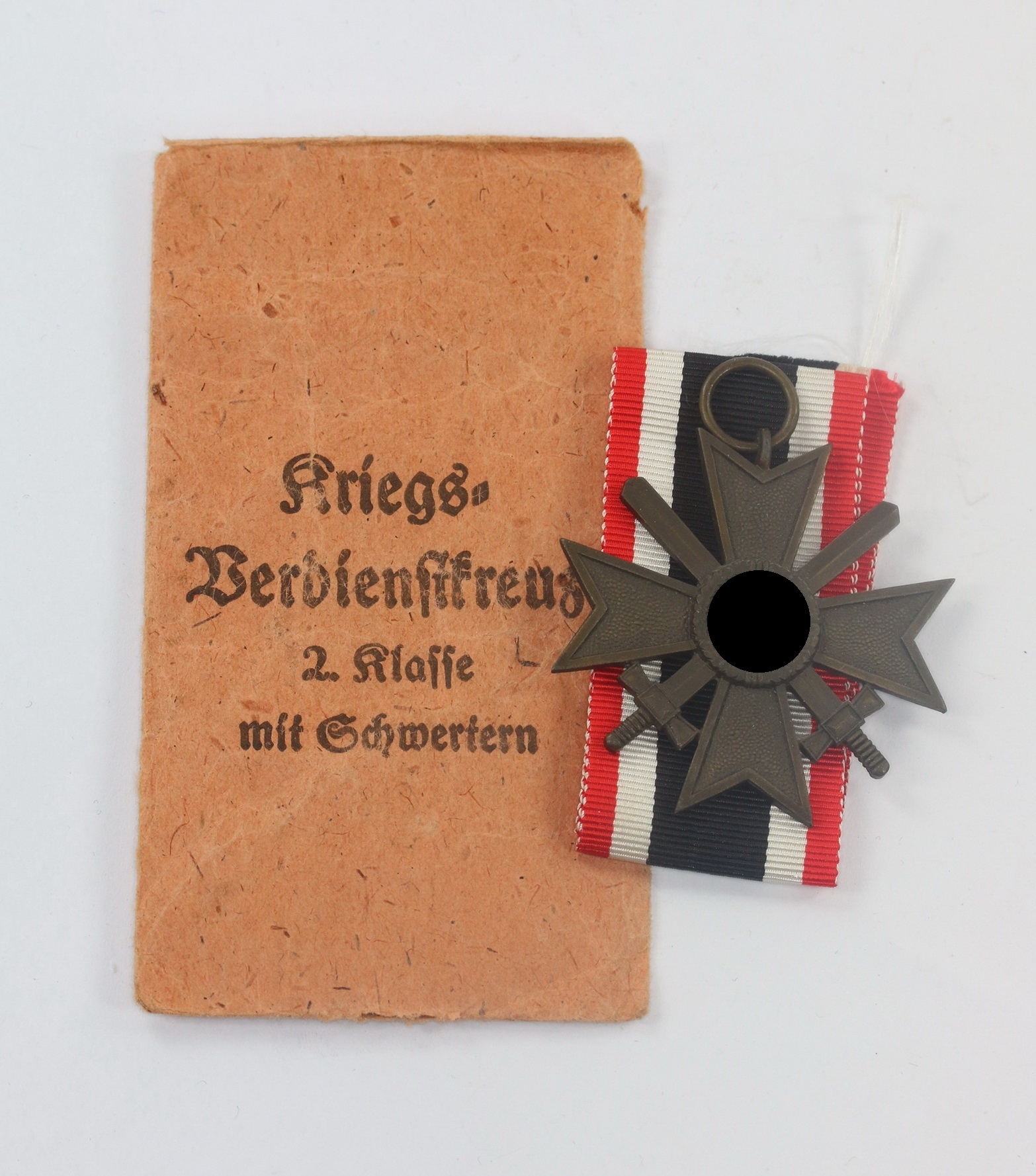 kriegsverdienstkreuz_2 Kriegsverdienstkreuz 2. Klasse mit Schwertern, Hst. 127, in Verleihungstüte Moritz Hausch A.G. Pforzheim – Bild 1