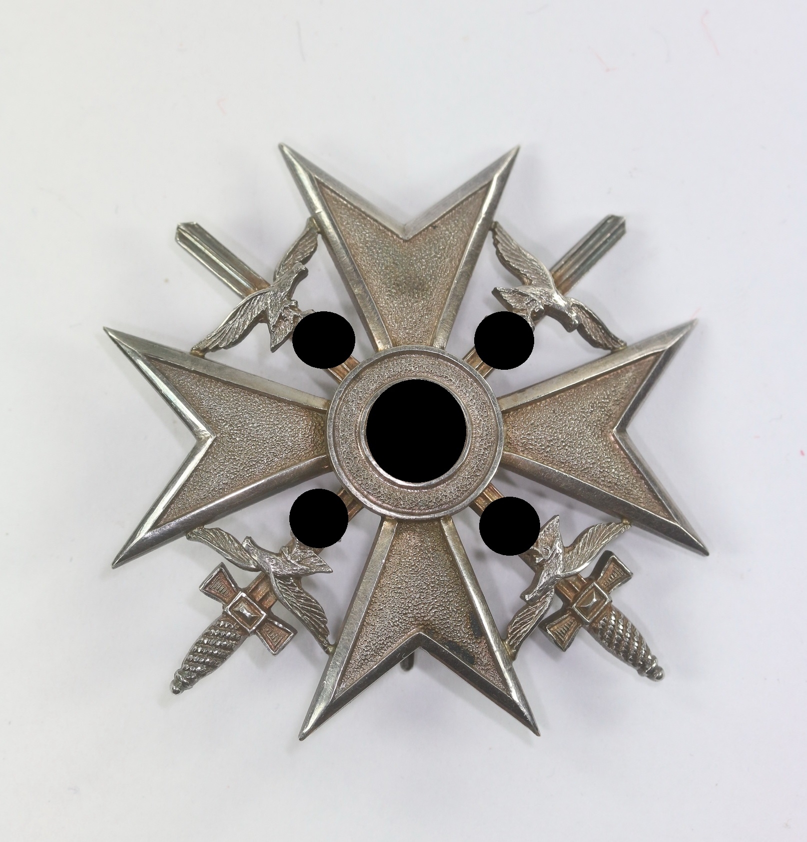 Silver Spanish Cross with Swords. Maker Meybauer (Logo) 900 – Bild 1