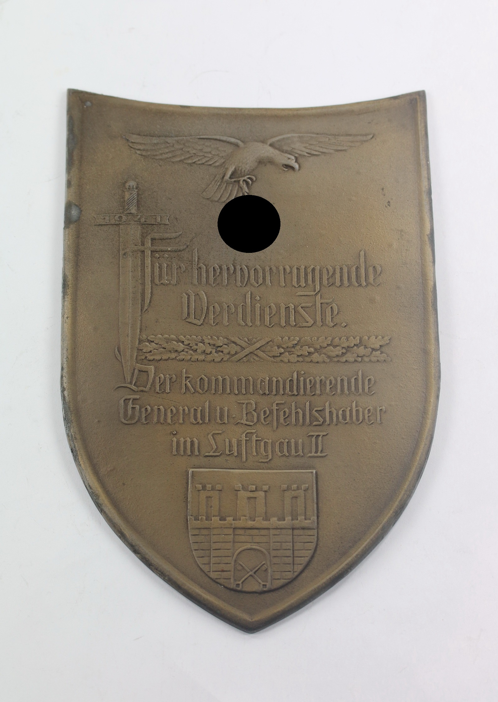 Luftwaffe Honour Plaque - Für hervorragende Verdienste der kommandierende General und. Befehlshaber im Luftgau II – Bild 1
