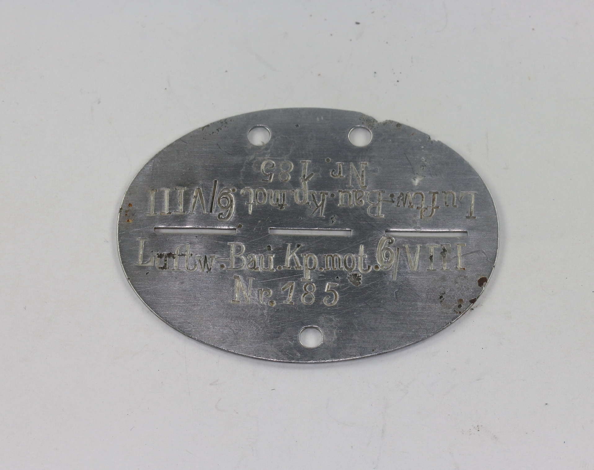 Luftwaffe, Identity Disc, Luftwaffen Bau Kompanie motorisiert 6 Luftgat VIII (Breslau) – Bild 1