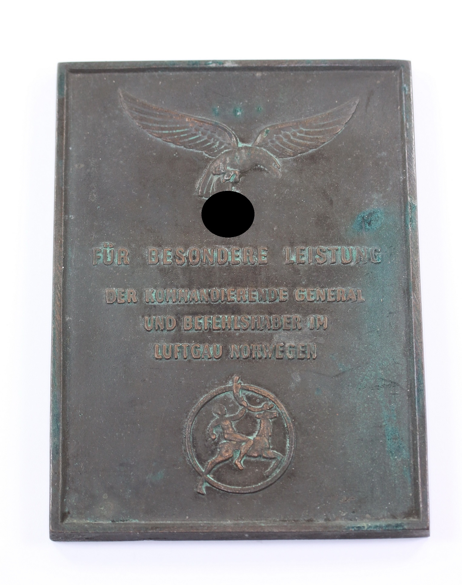 Luftwaffe Plaque - Für Besondere Leistung Der kommandierende General und Befehlshaber im Luftgau Norwegen – Bild 1