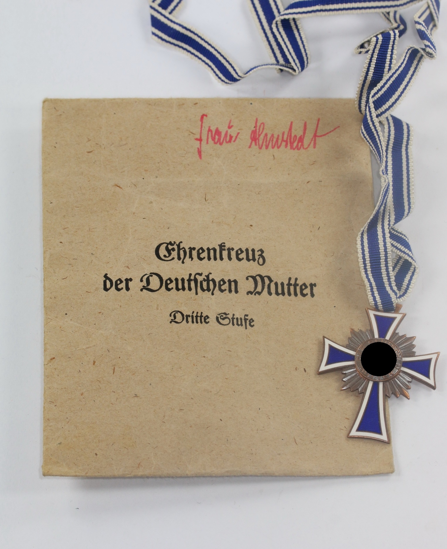 Mutterkreuz in Bronze, in Verleihungstütei, Gottl. Fr. Keck & Sohn Pforzheim   – Bild 1