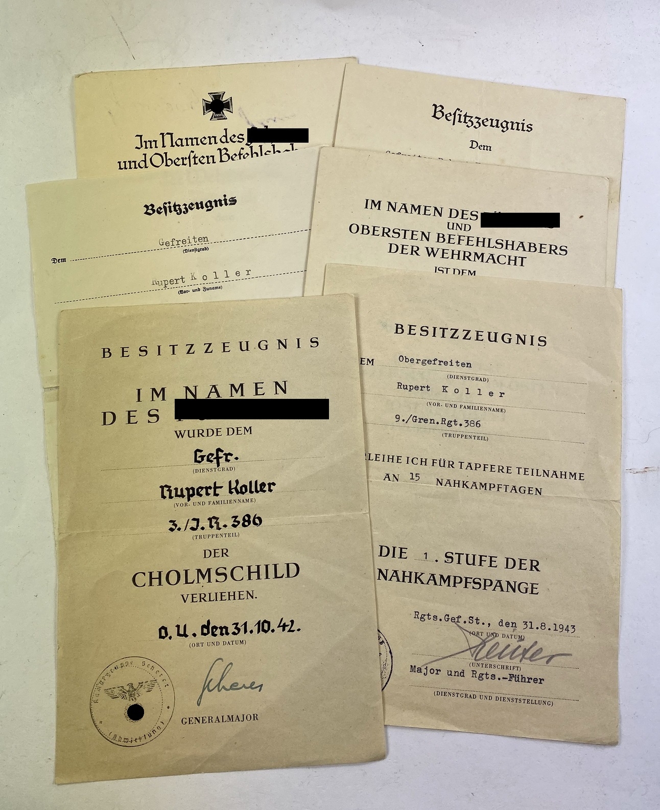 nachlass_cholm_obergefreiter_rupert_koller_infanterie_regiment_386_1__1 Cholm Group, Obergefreiter Rupert Koller, Infanterie Regiment 386 – Bild 1