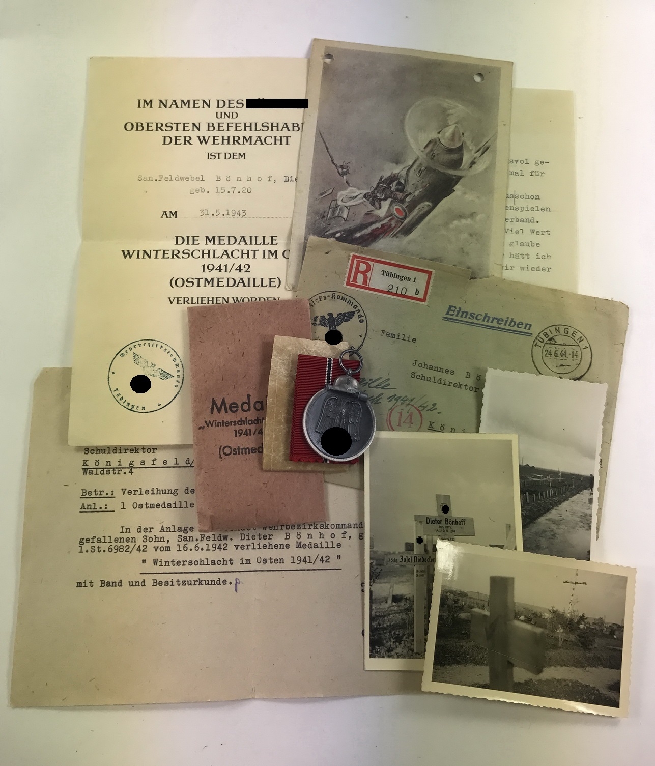 nachlass_ostmedaille_orden_und_papiere_1__1 Group, Eastern Front Medal Feldwebel Dieter Bönhof – Bild 1