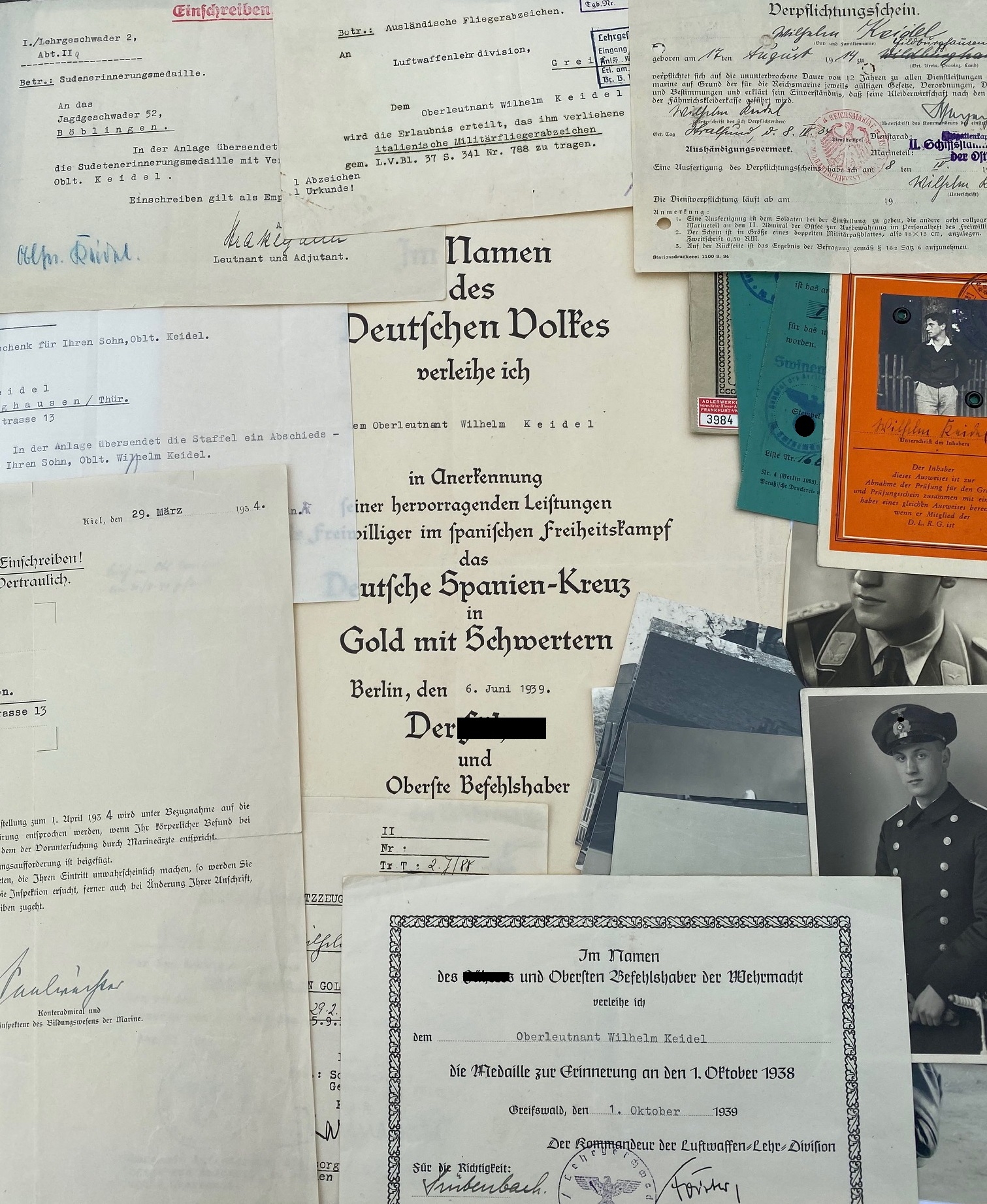 nachlass_staffelkapit_n_j Nachlass Staffelkapitän J.G. 52, Oberleutnant Wilhelm Keidel Spanienkreuz in Gold – Bild 1