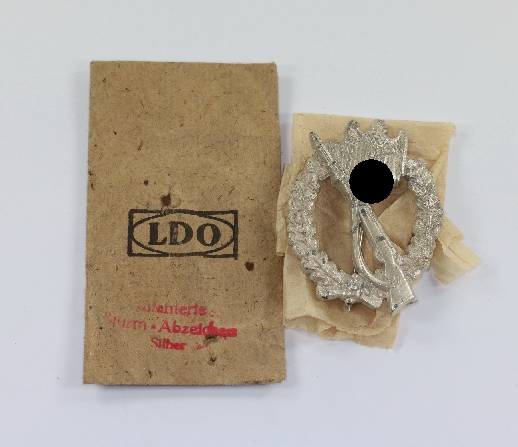 Infanterie Sturmabzeichen in Silber, Hst. R.S., in LDO Verleihungstüte – Bild 1