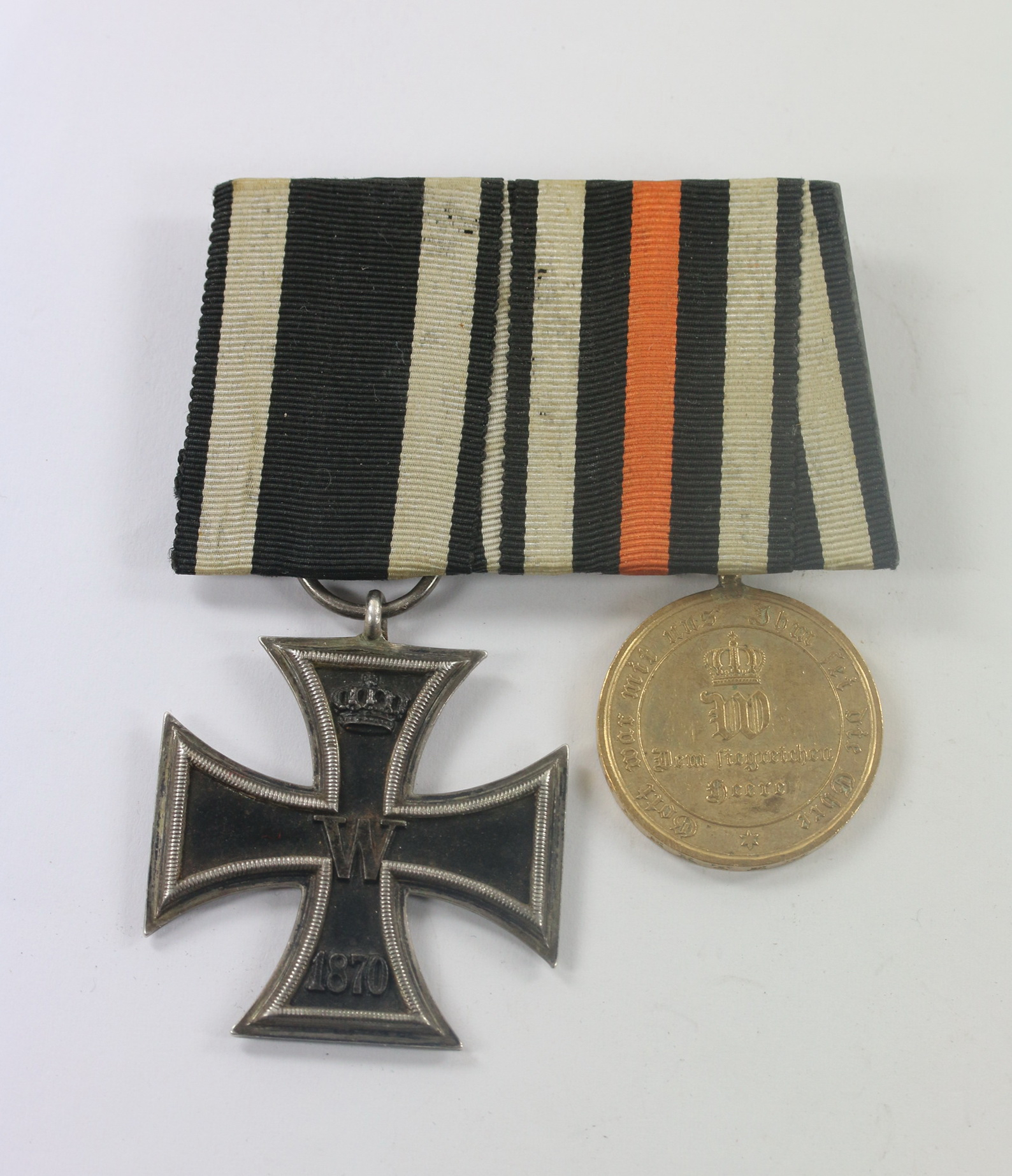 Two Place Medal Bar 1870,  Iron Cross 2nd Class 1870, Wagner & Sohn Type 1, Award Piece. – Bild 1