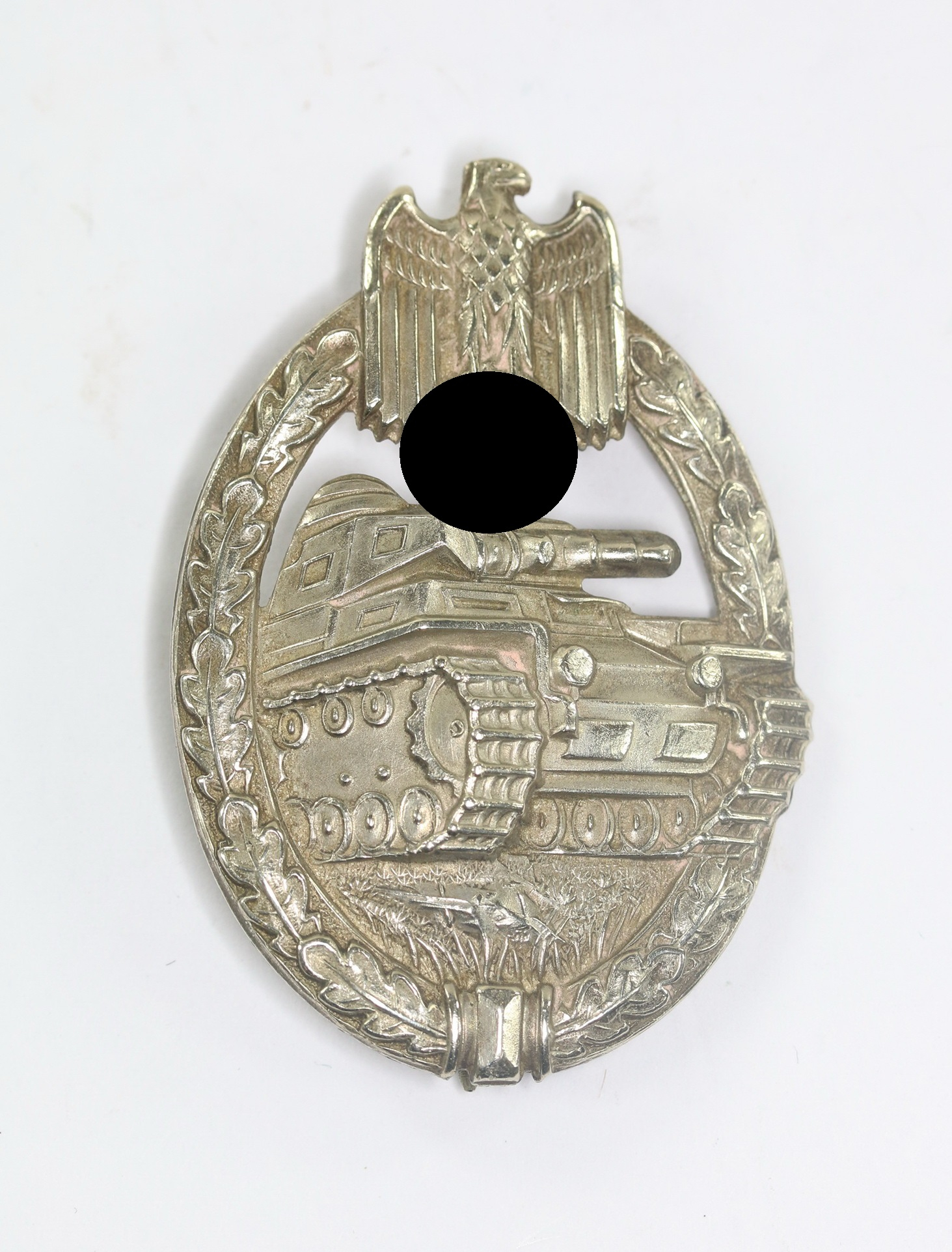 Silver Panzer Assault Badge. Type C.E. Juncker, Nickel Silver.  – Bild 1