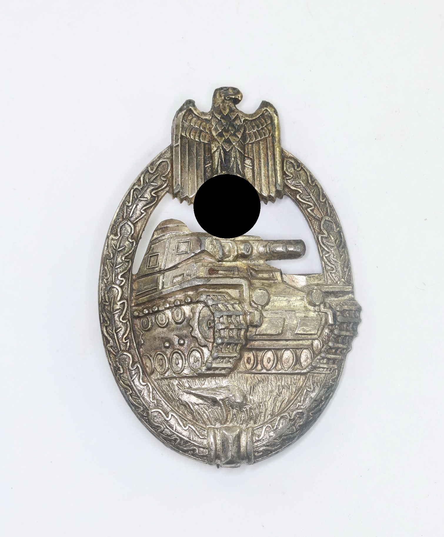 panzerkampfabzeichen_in_silber_hst Panzerkampfabzeichen in Silber, Hst. W, massiv Zink (Karl Wurster, Markneukirchen) – Bild 1