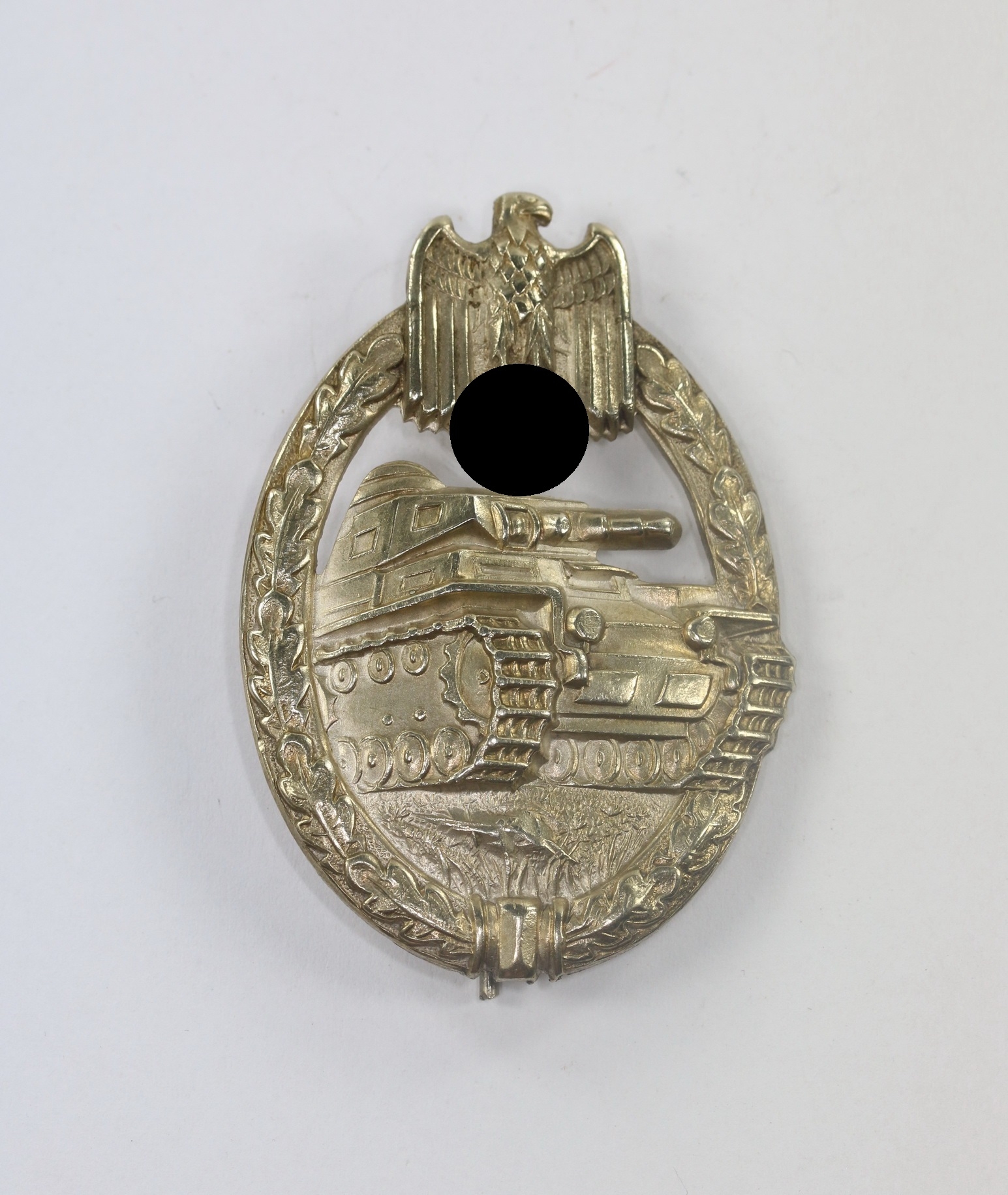 Panzerkampfabzeichen in Silber, Juncker, Neusilber versilbert (!), Porsche Variante – Bild 1