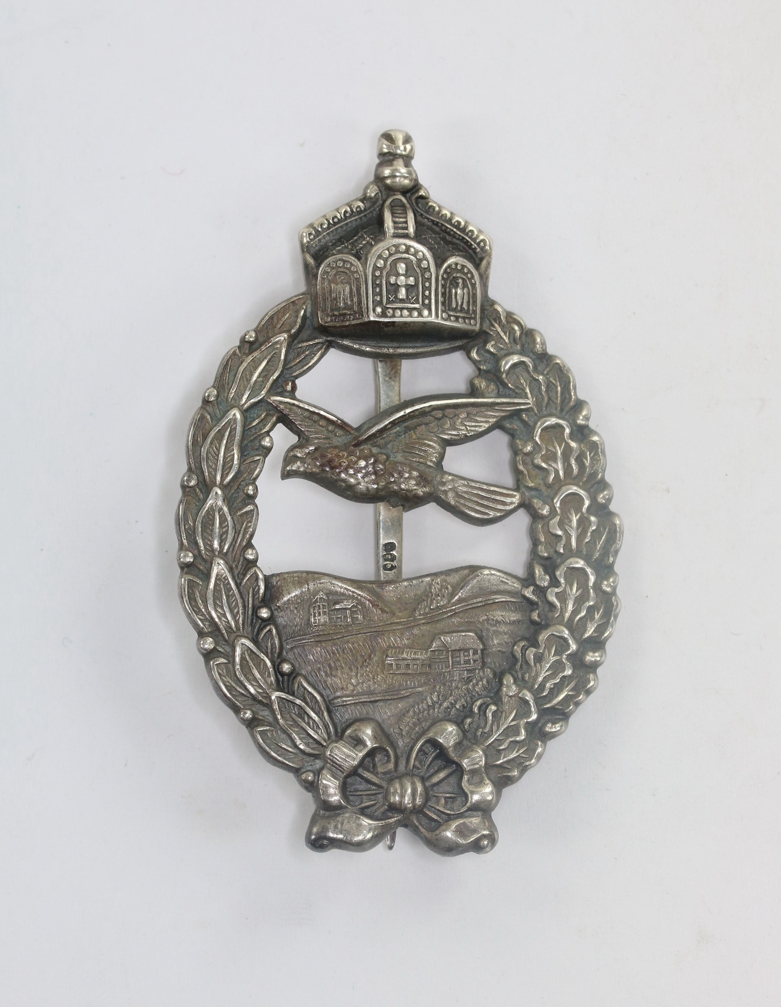 Prussia, Aircrew Commemorative Badge. Type Paul Meybauer, Berlin (Wappen), 800 Silver. – Bild 1