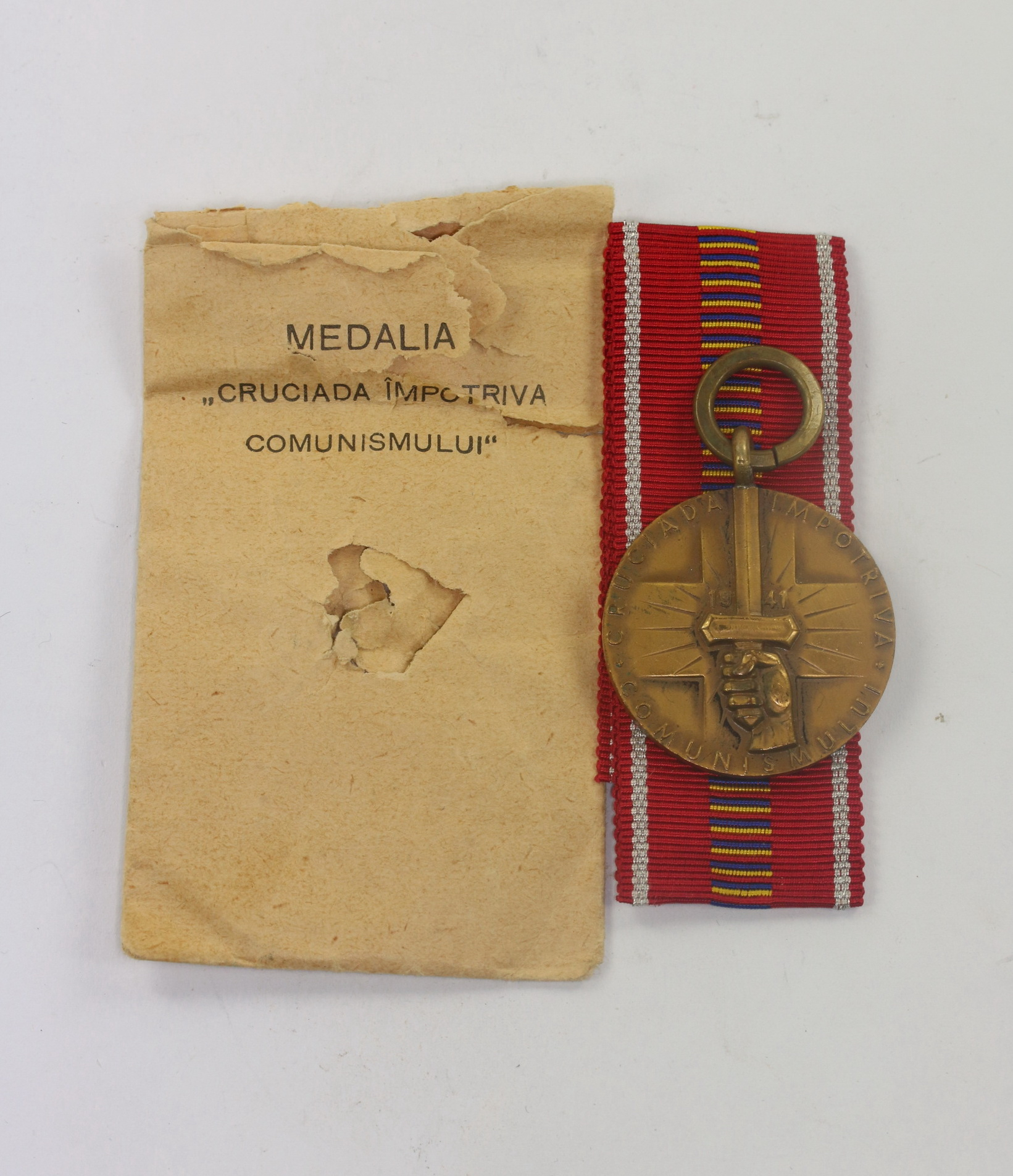 Romanian Crusade Against Communism Medal in Envelope - Romania Recunoscatoare – Bild 1