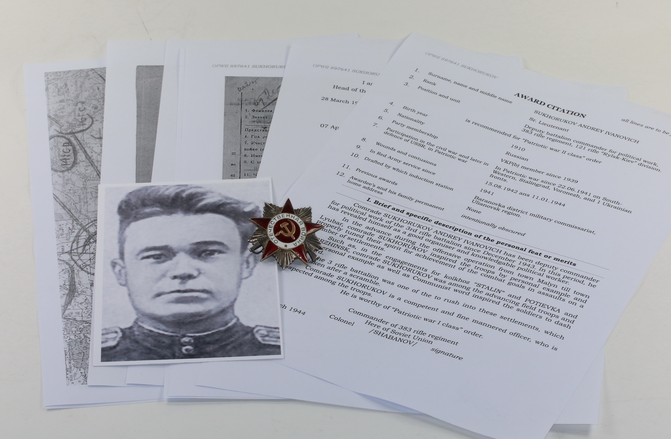 Sowjetunion, Orden des Großen Vaterländischen Krieges 2. Klasse mit Archiv Material.  – Bild 1