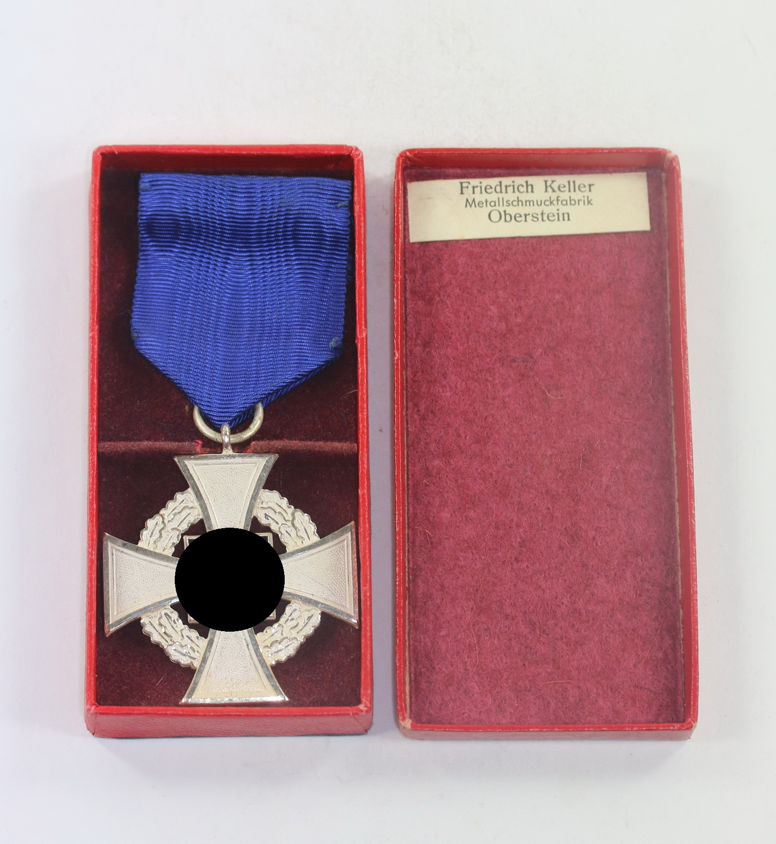 Cased Silver Civil Loyal Service Medal for 25 Years, Friedrich Keller Metallschmuckfabrik Oberstein" – Bild 1