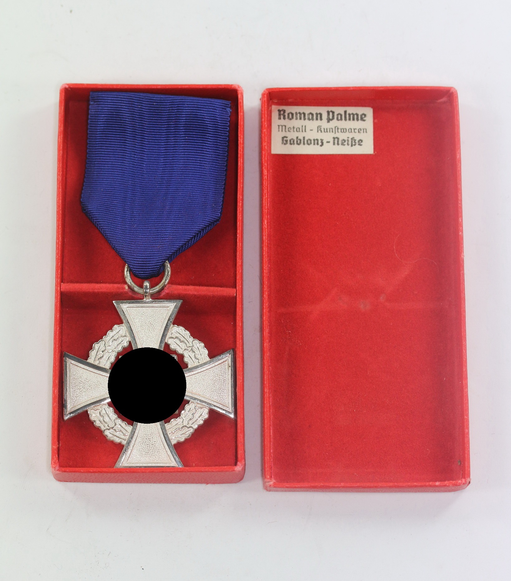  Treudienstehrenzeichen in Silber (25 Jahre), im Etui Roman Palme Metall - Kunstwaren Gablonz - Neiße – Bild 1