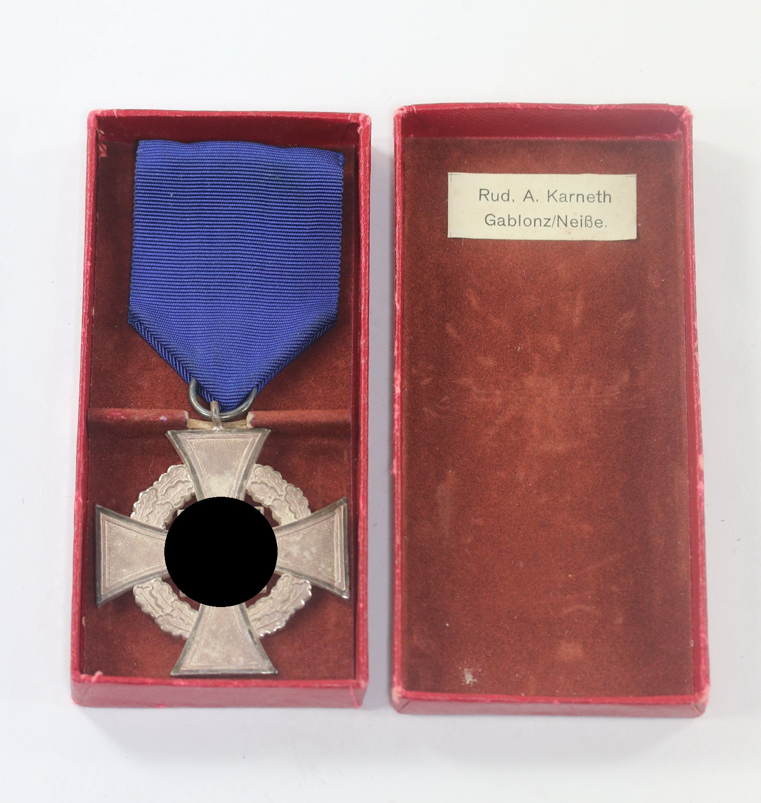 Cased Silver Civil Loyal Service Cross for 25 Years. Rud. A. Karneth Gablonz/Neiße – Bild 1