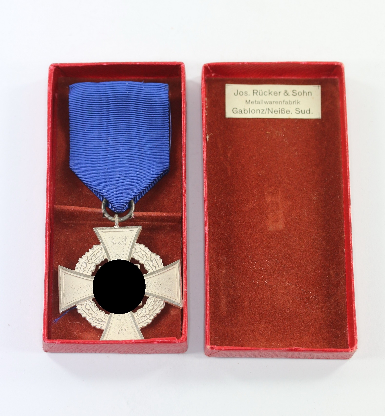 treudienstehrenzeichen_in_silber_25_jahre_im_etui_rueckert_sohn_1__1 Cased Silver Civil Loyal Service Cross for 25 Years. Maker Rückert & Sohn. – Bild 1