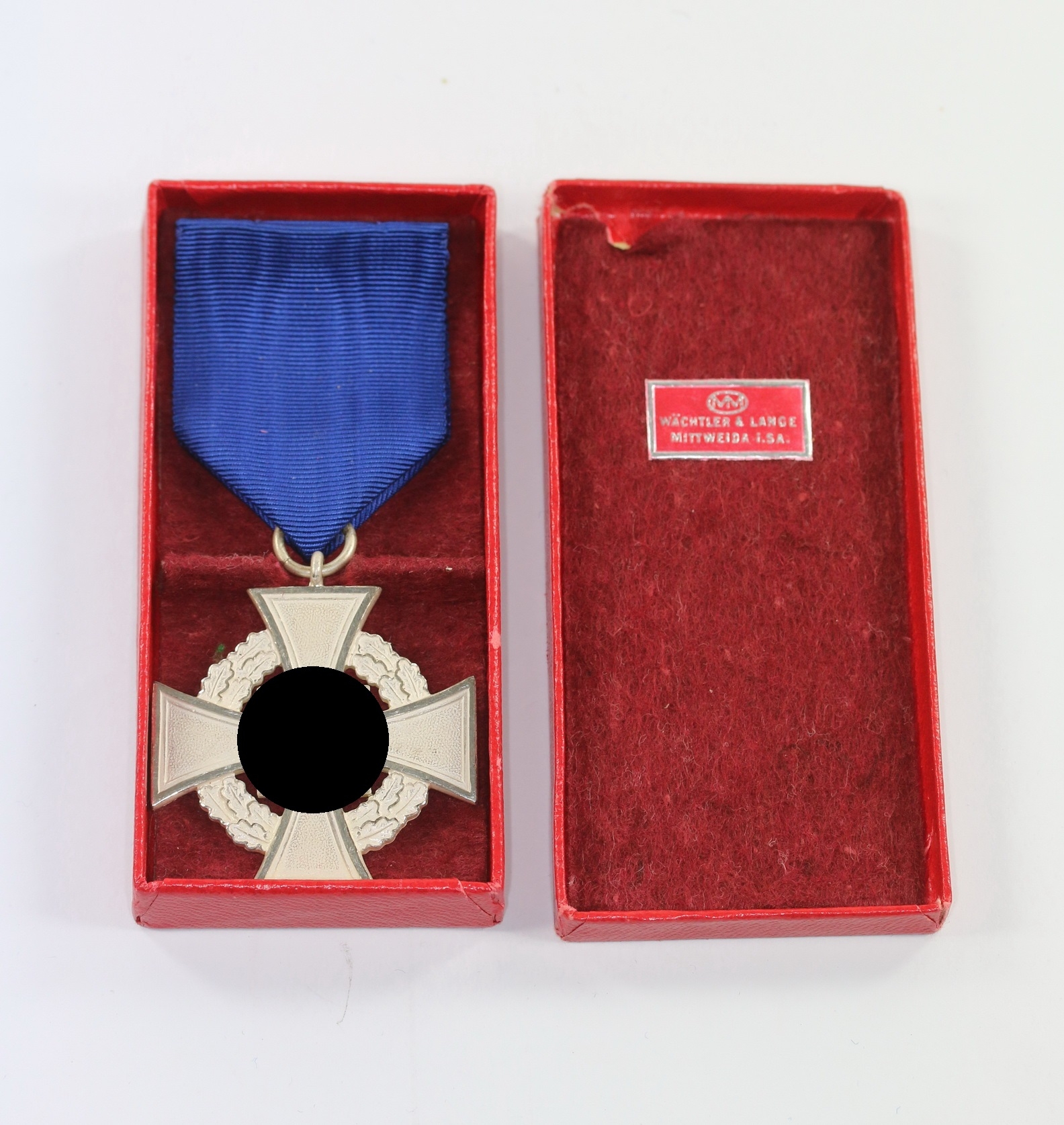 Cased Civil Silver Loyal Service Cross for 25 Years. Maker Wächtler & Lange. – Bild 1