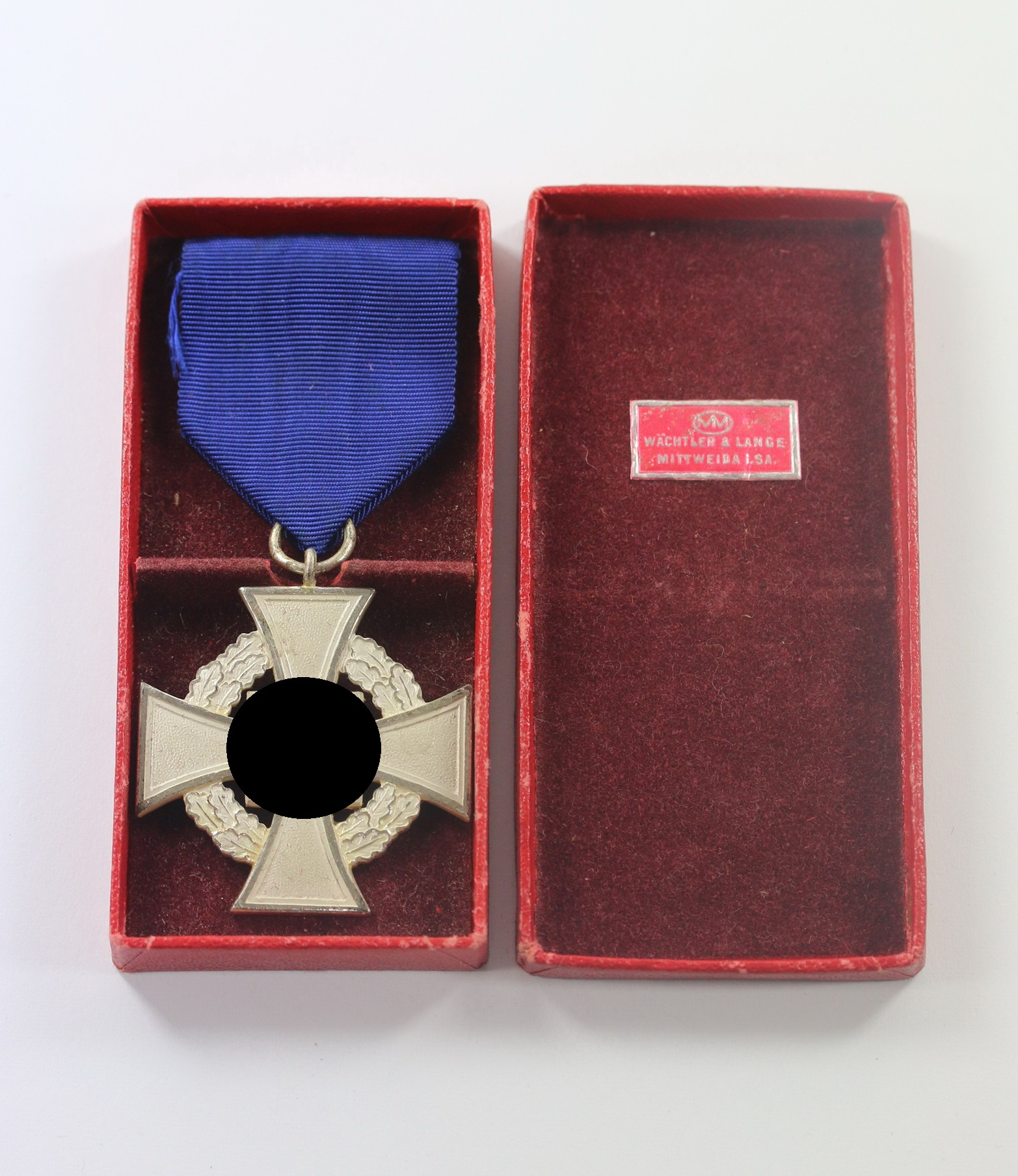 Treudienstehrenzeichen in Silber (25 Jahre), im Etui, Wächtler & Lange Miiweide i. SA. – Bild 1