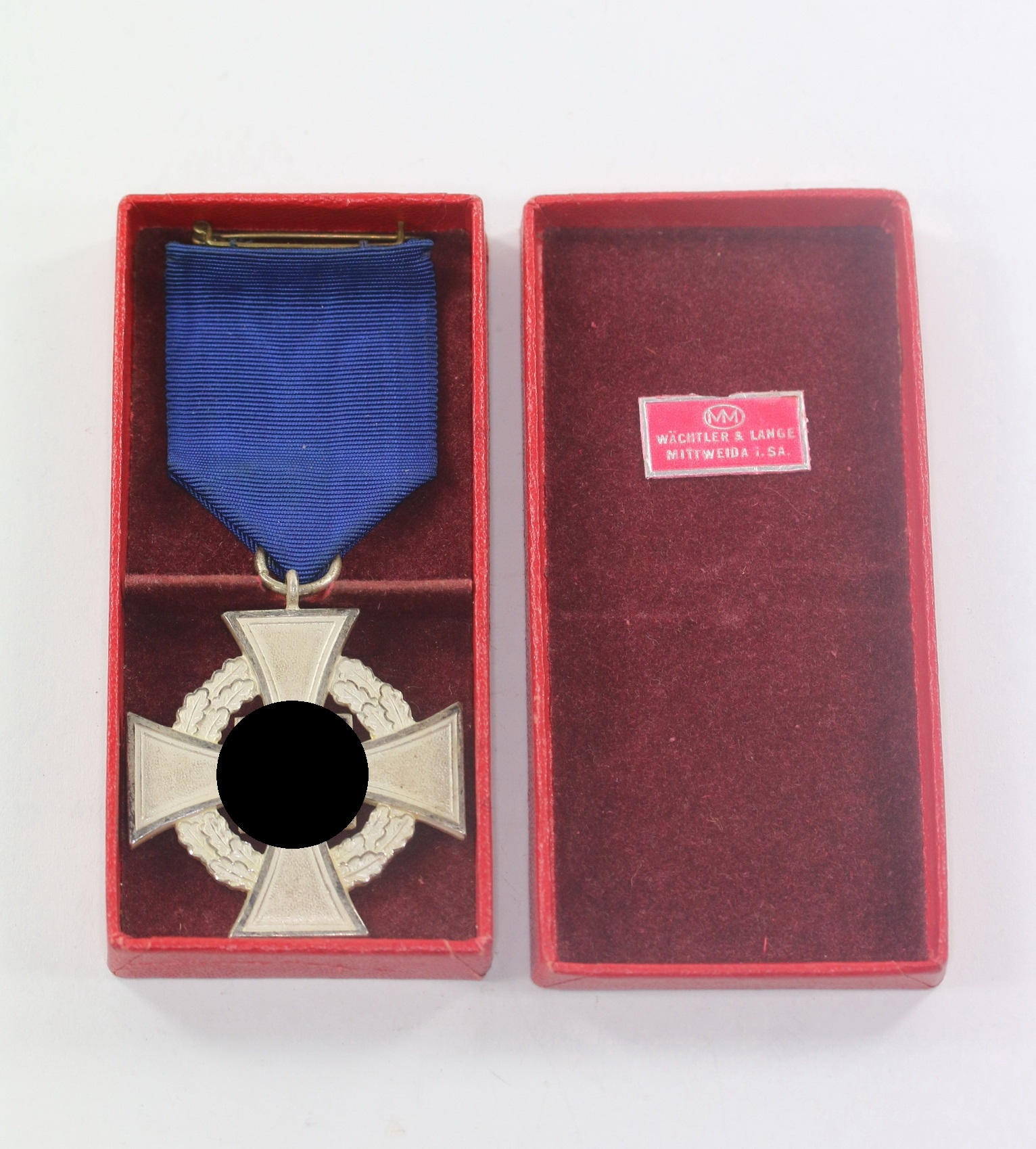 Cased Silver Civil Loyal Service Cross for 25 Years. Maker Wächtler & Lange Mittweida i. SA. – Bild 1