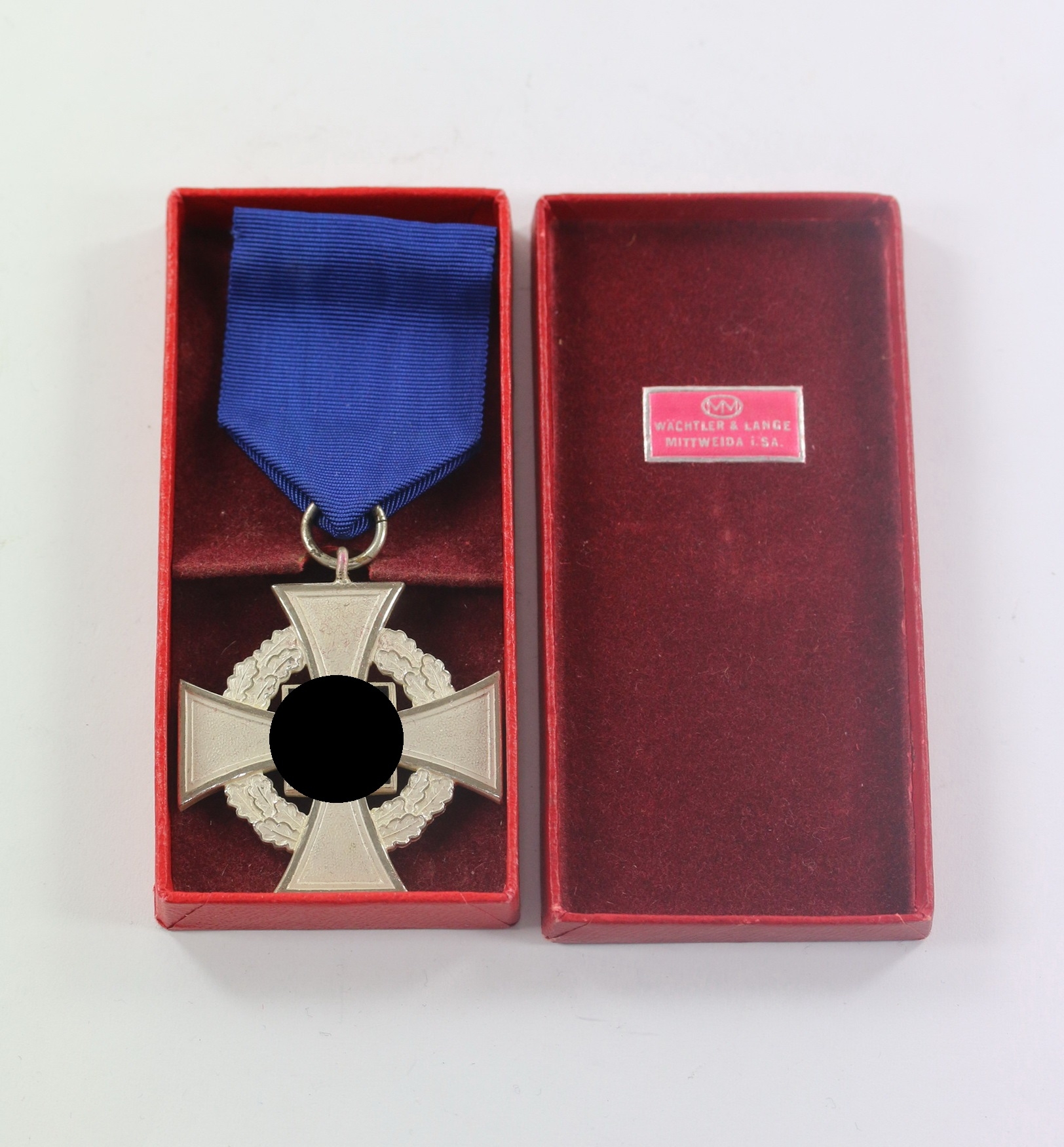 Cased Silver Civil Loyal Service Cross for 25 Years, Wächtler & Lange Mittweida i. SA.  – Bild 1