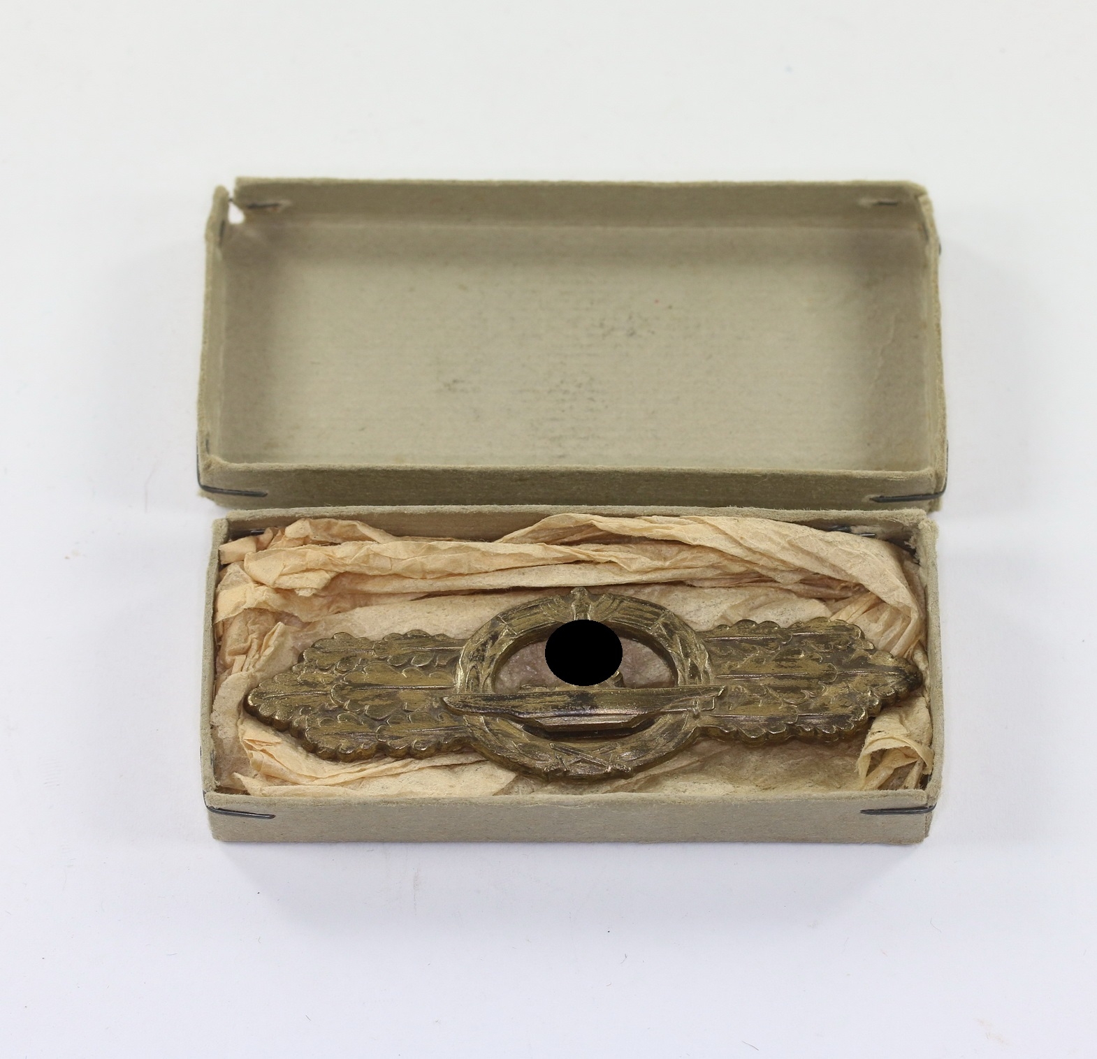 ubootsfrontspange_in_bronze_hst U-Bootsfrontspange in Bronze, Hst. Schwerin, in Verleihungsschachtel – Bild 1