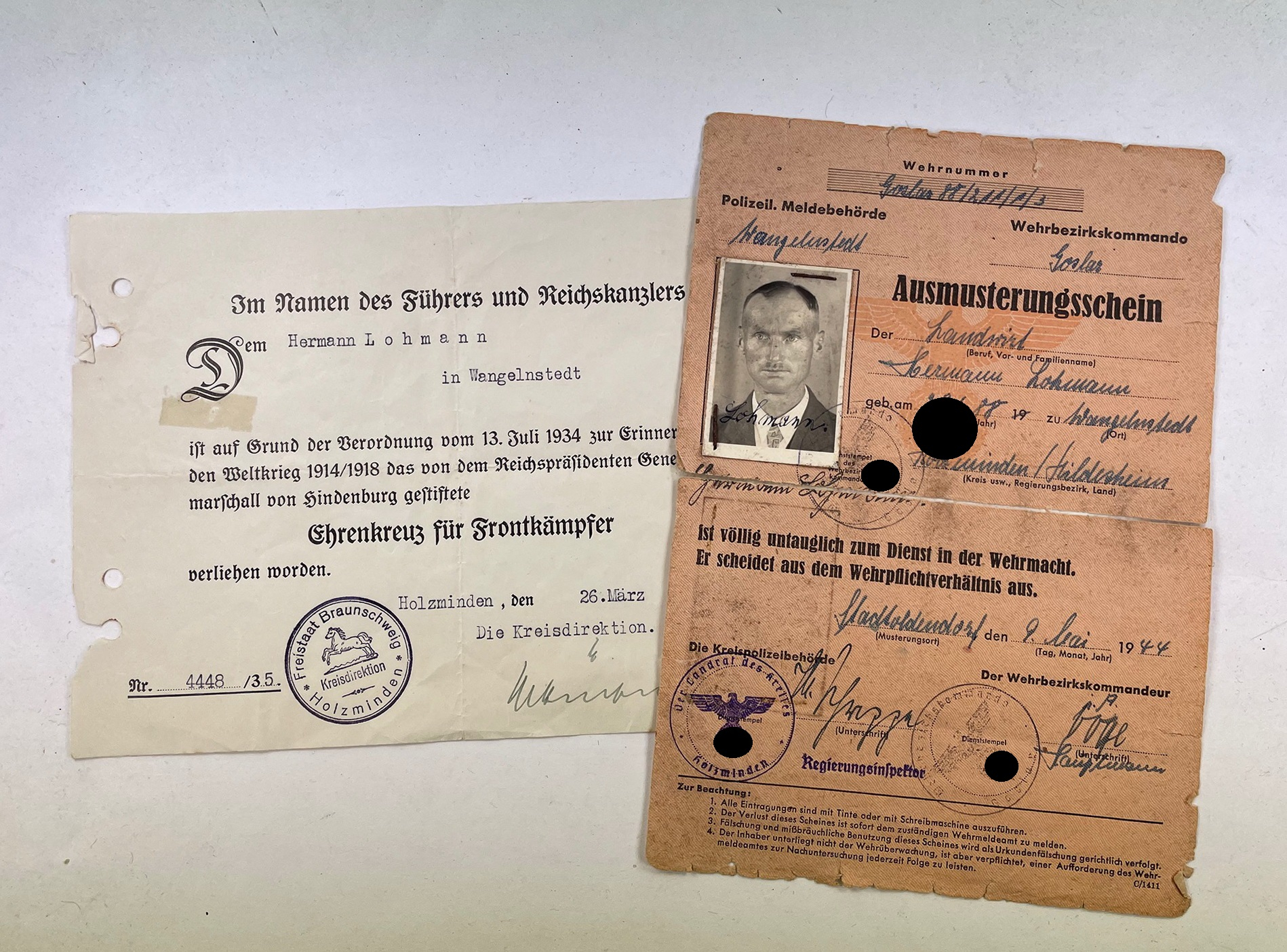 Document Hindenburg Cross  + Wehrmacht Discharge – Bild 1