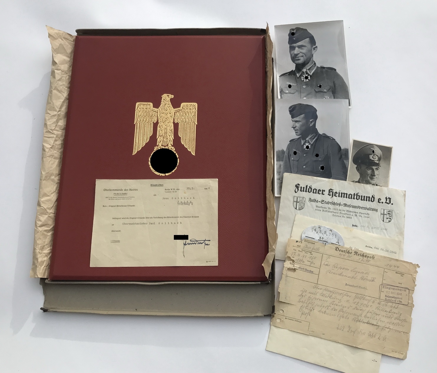 Knights Cross Formal Document, Folder and Letter. Paul Gollbach. – Bild 1