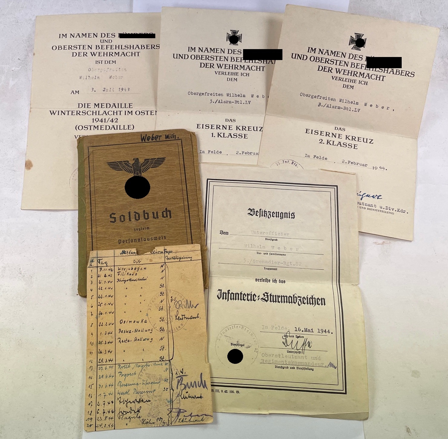 Document Group Alarm Bataillon, Iron Crosses 1st & 2nd Class on the same day. – Bild 1