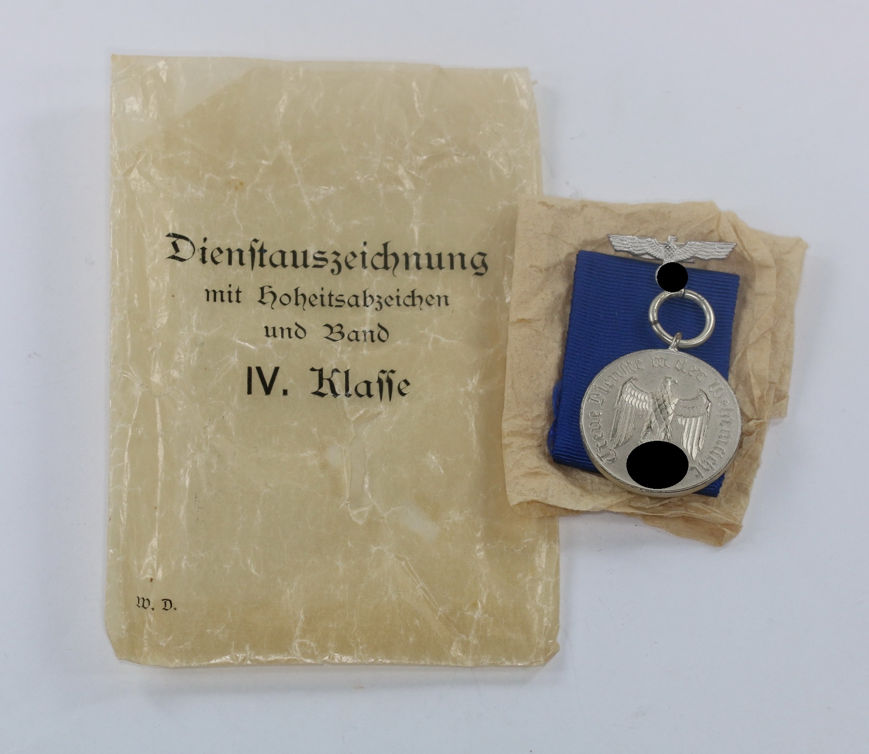 wehrmachtsdienstauszeichnung_iv Wehrmachtsdienstauszeichnung IV. Klasse (4 Jahre), in Cellophan Verleihungstüte – Bild 1