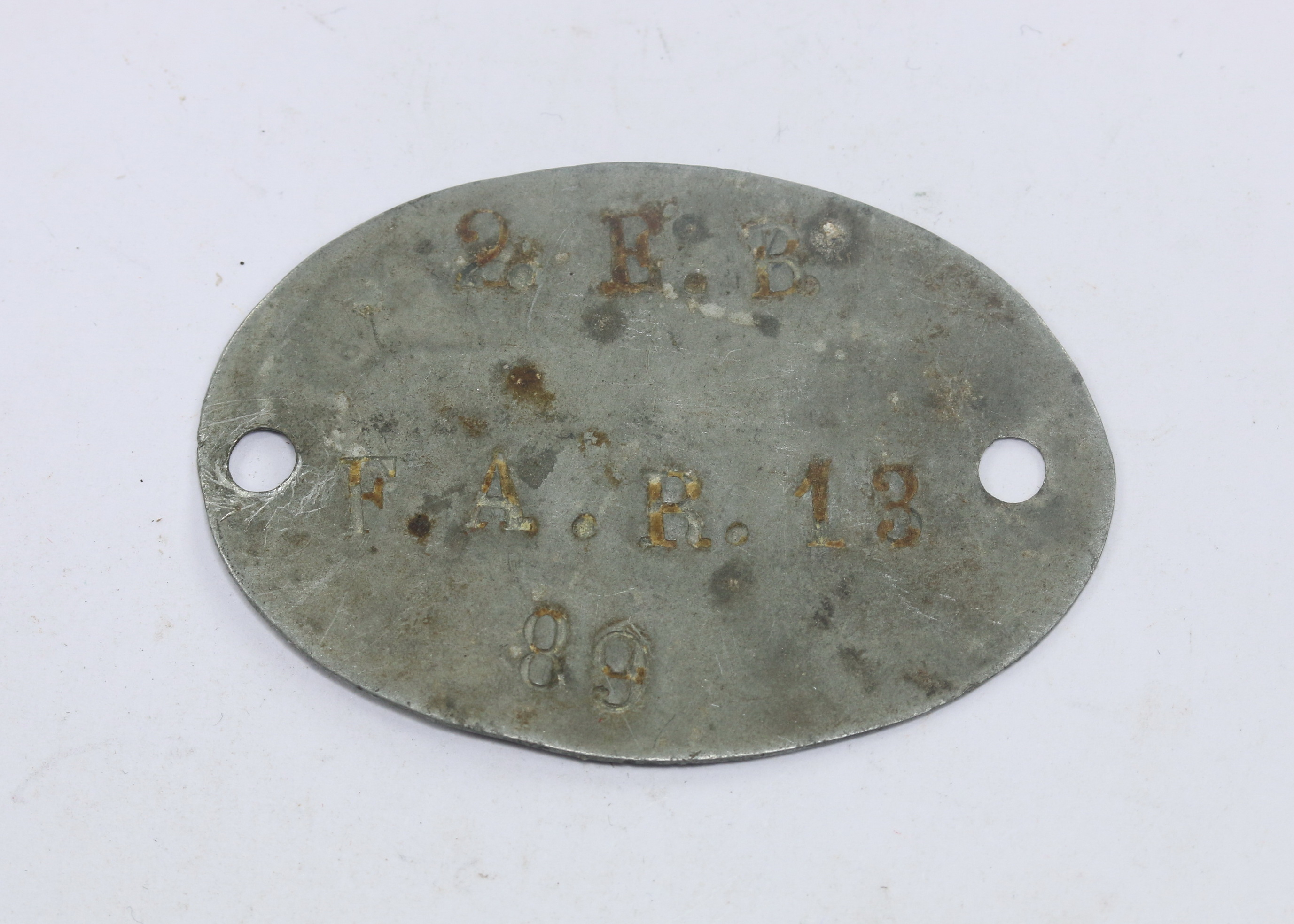 1 WW1, Identity Disc, 2. E.B. F.A.R. 13 (2. Ersatz Bataillon Feld Artillerie Regiment 13 - König Karl) – Bild 1